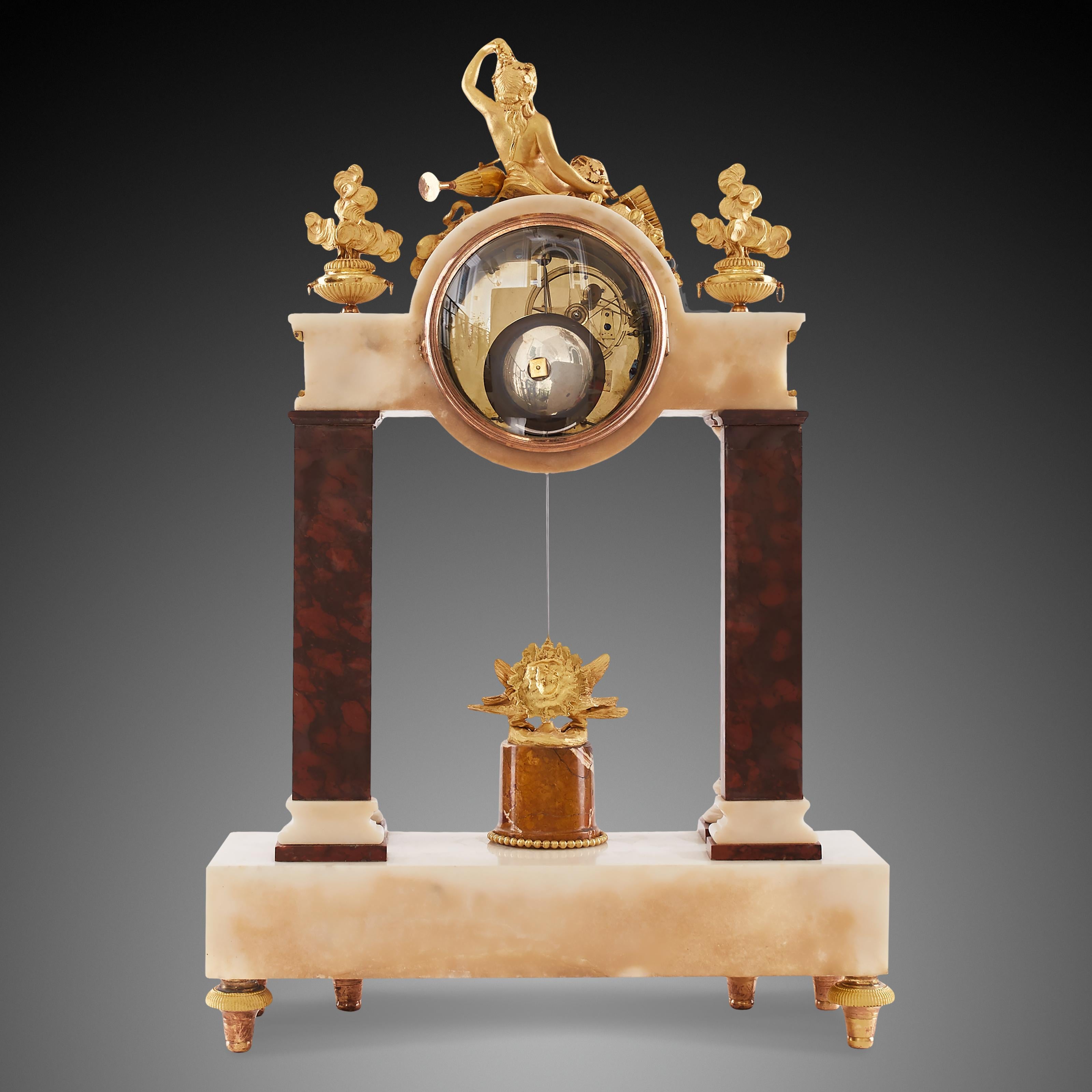 Marble Mantel Clock 18th Century Louis XV For Sale