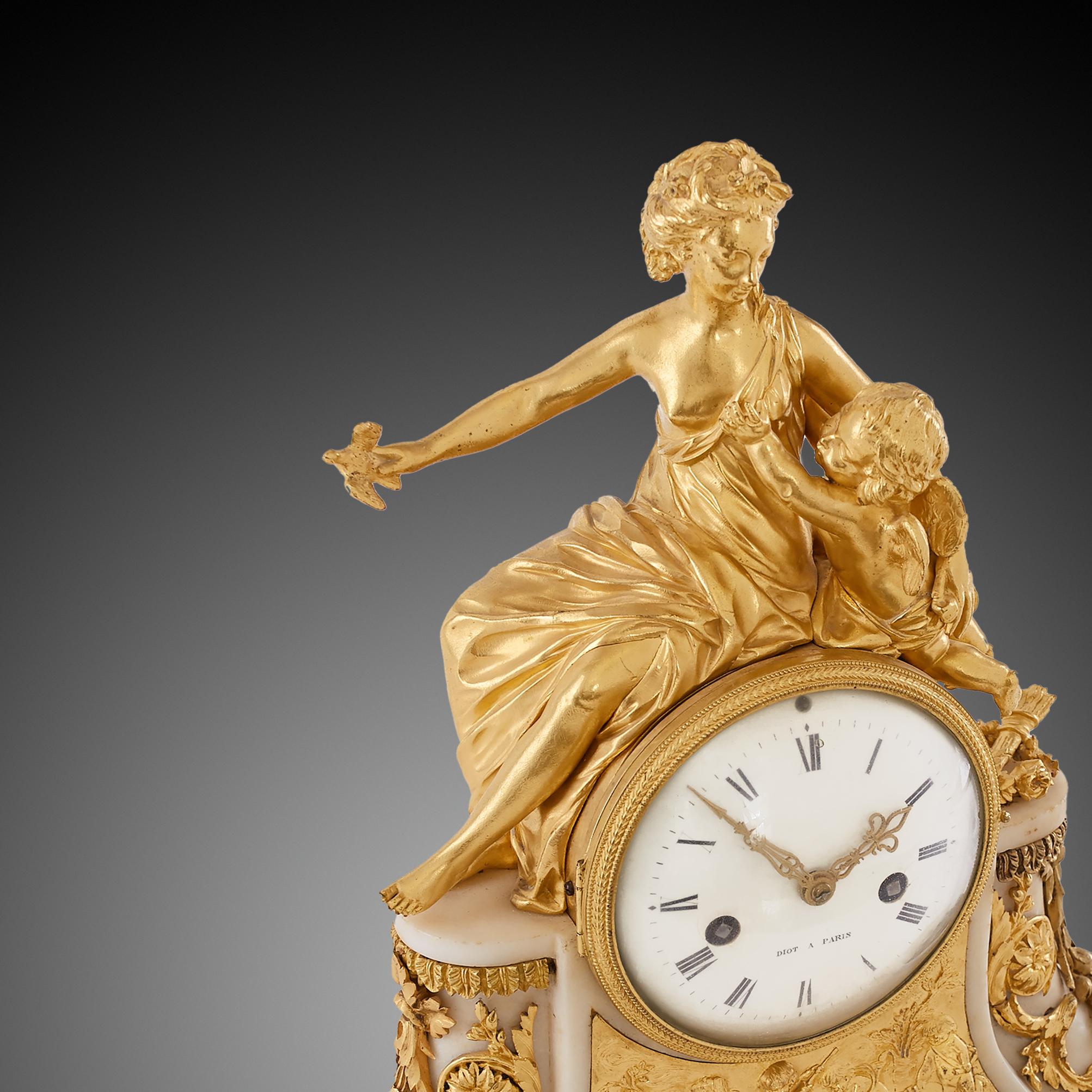 Mantel Clock 18th Century Louis XV Period by Diot À Paris For Sale 1