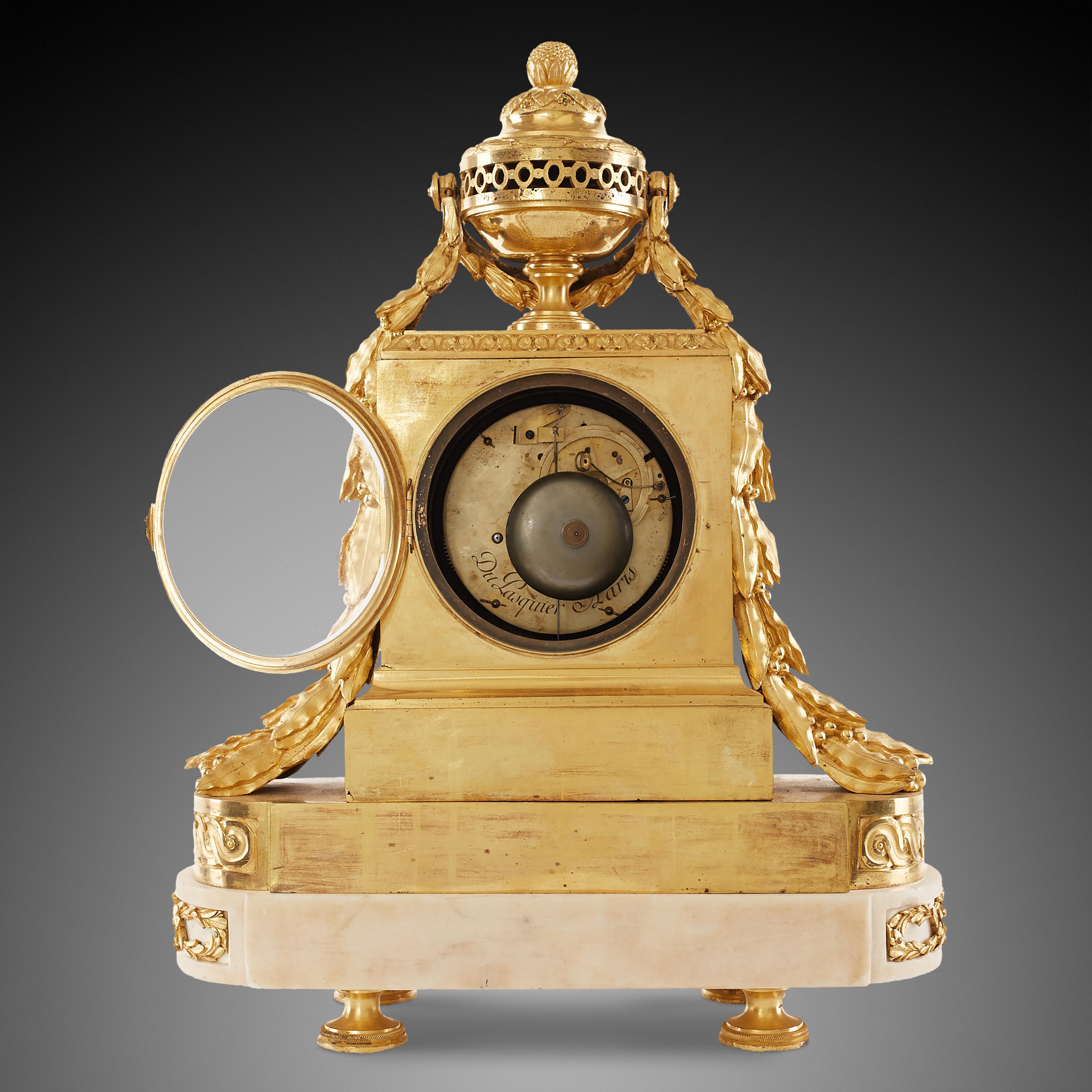 Gilt Mantel Clock 18th Century Louis XV Period by Dupasquier À Paris