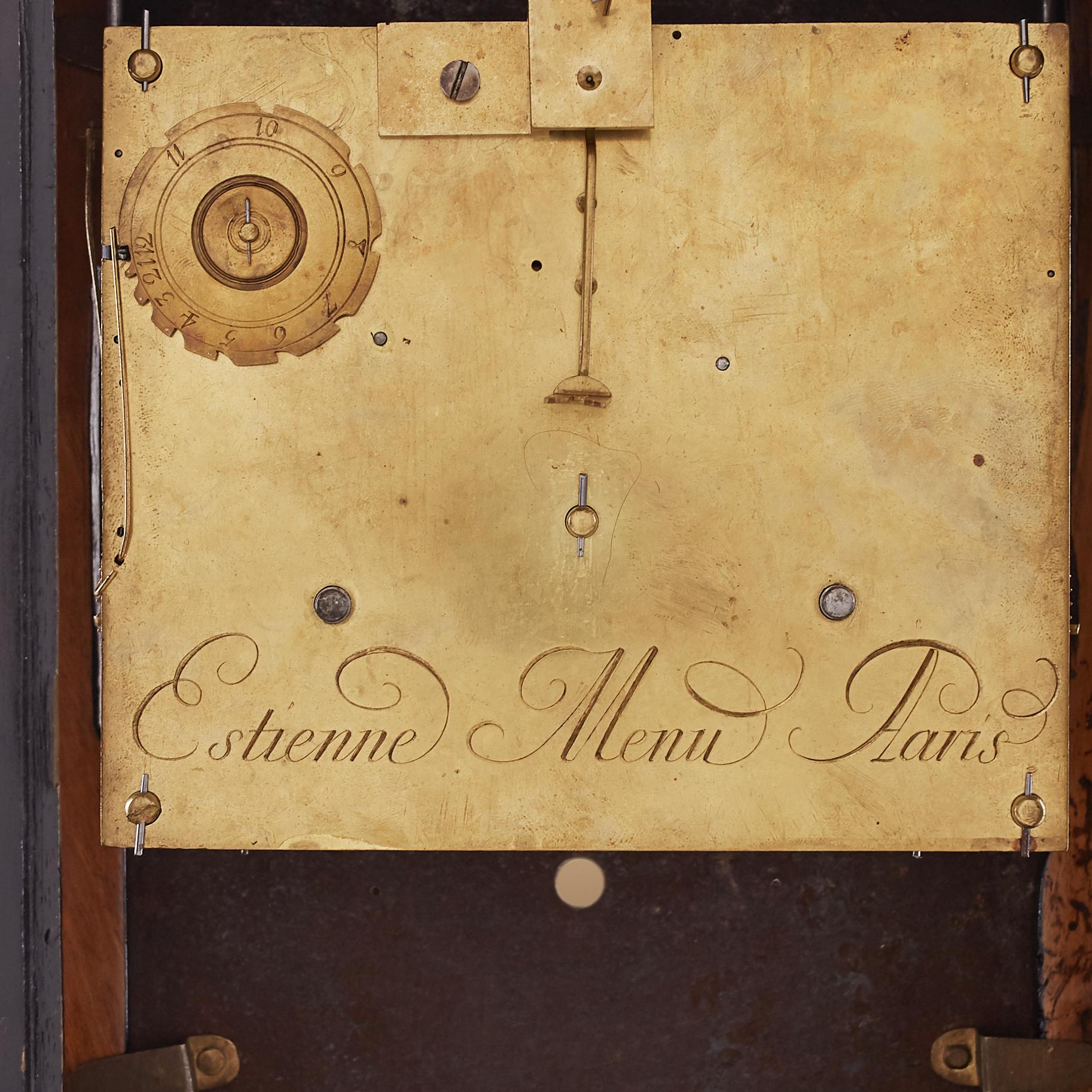 Mantel Clock 18th Century Louis Xv Period by Estienne Menu À, Paris For Sale 1
