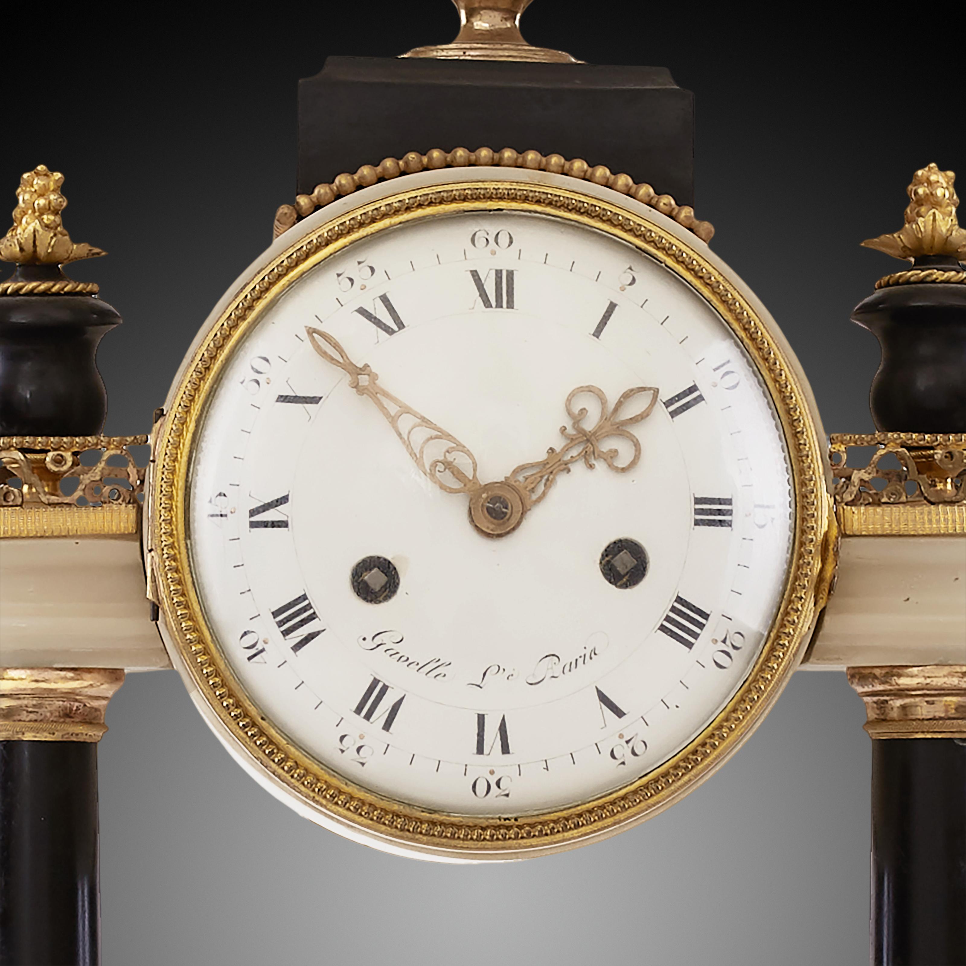 Marble Mantel Clock 18th Century Louis XV Period by Gavelle L'e Aaria For Sale