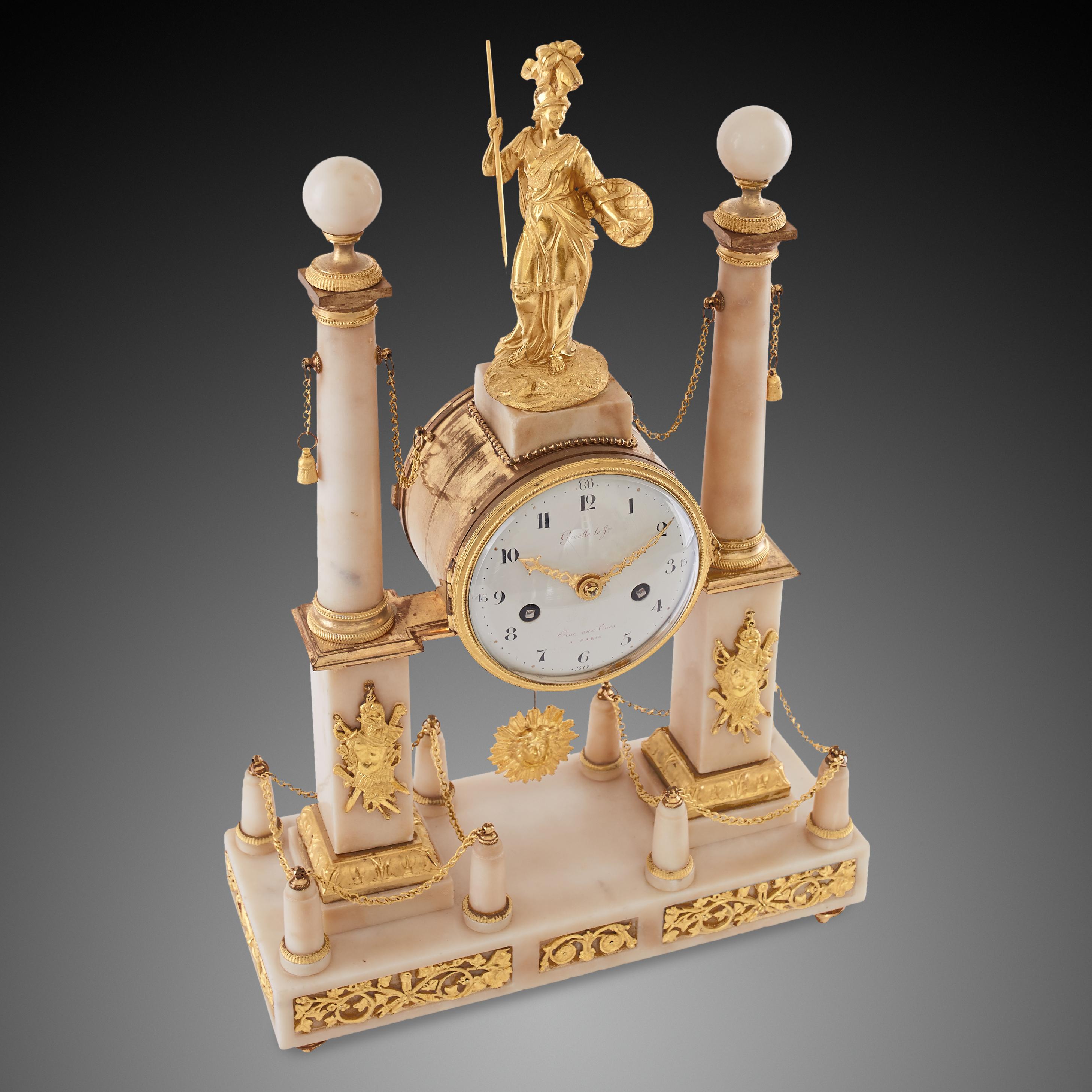Gilt Mantel Clock 18th Century Louis XV Period by Gavelle Le Paris For Sale