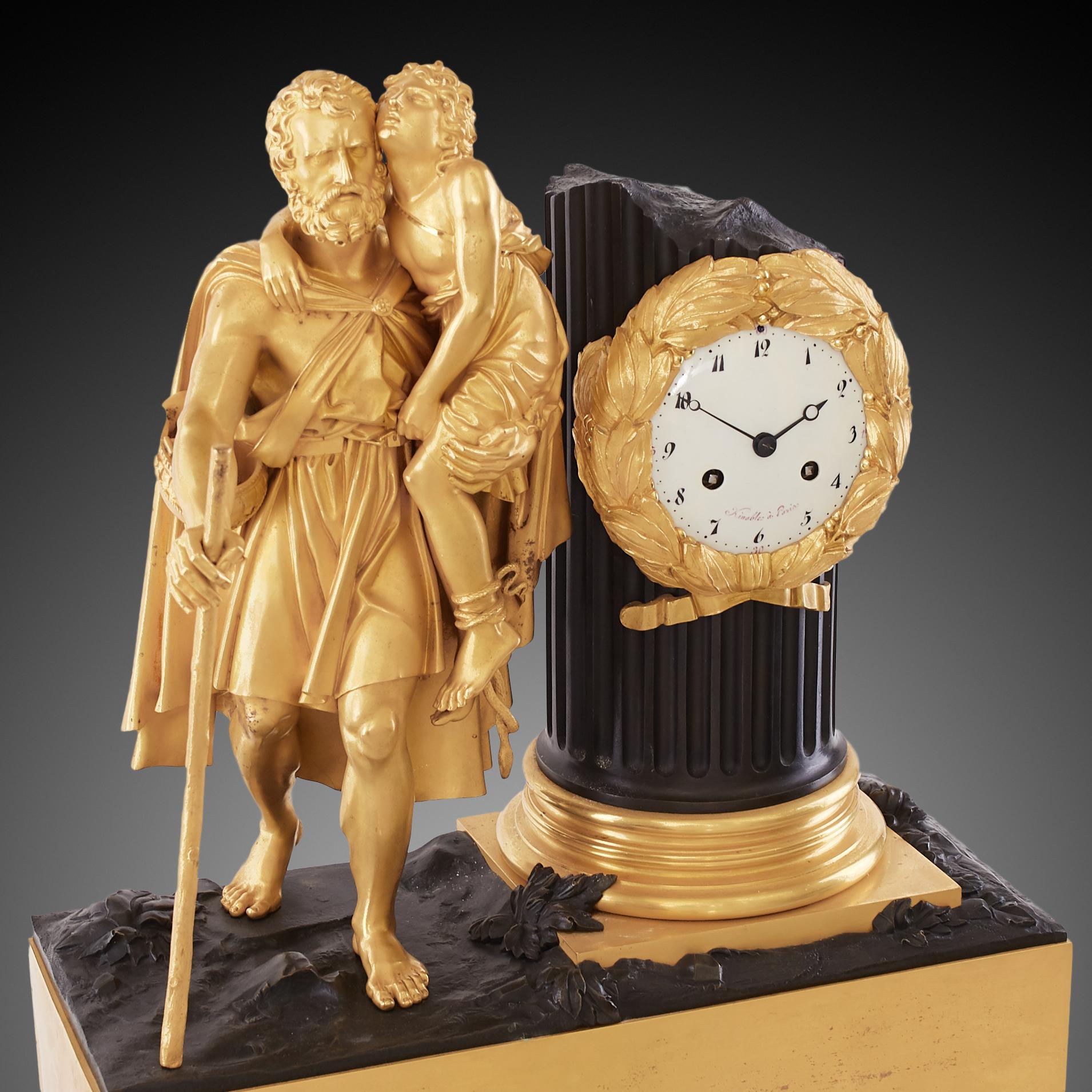 Bronze Mantel Clock 18th Century Louis XV Period by Kinable À Paris For Sale