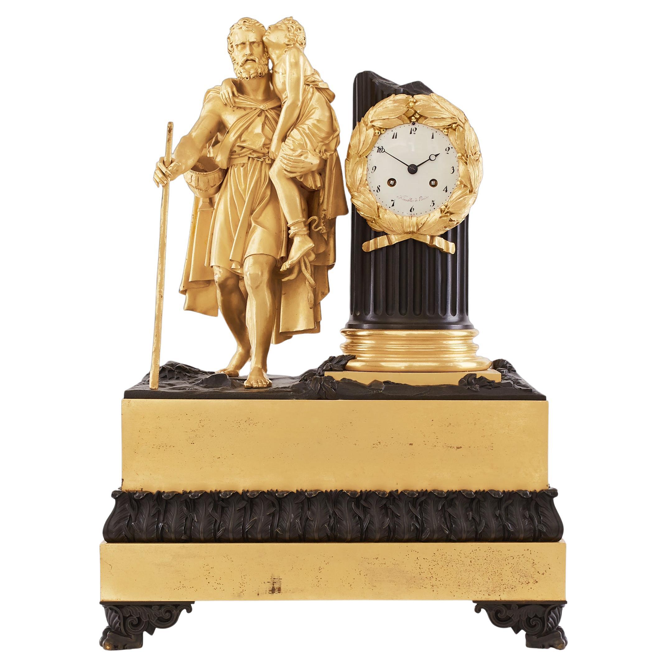 Mantel Clock 18th Century Louis XV Period by Kinable À Paris For Sale