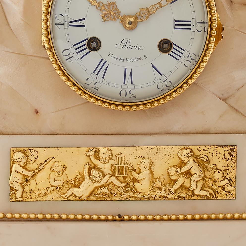 Marble Mantel Clock 18th Century Louis XV Period by Lepine À Paris For Sale