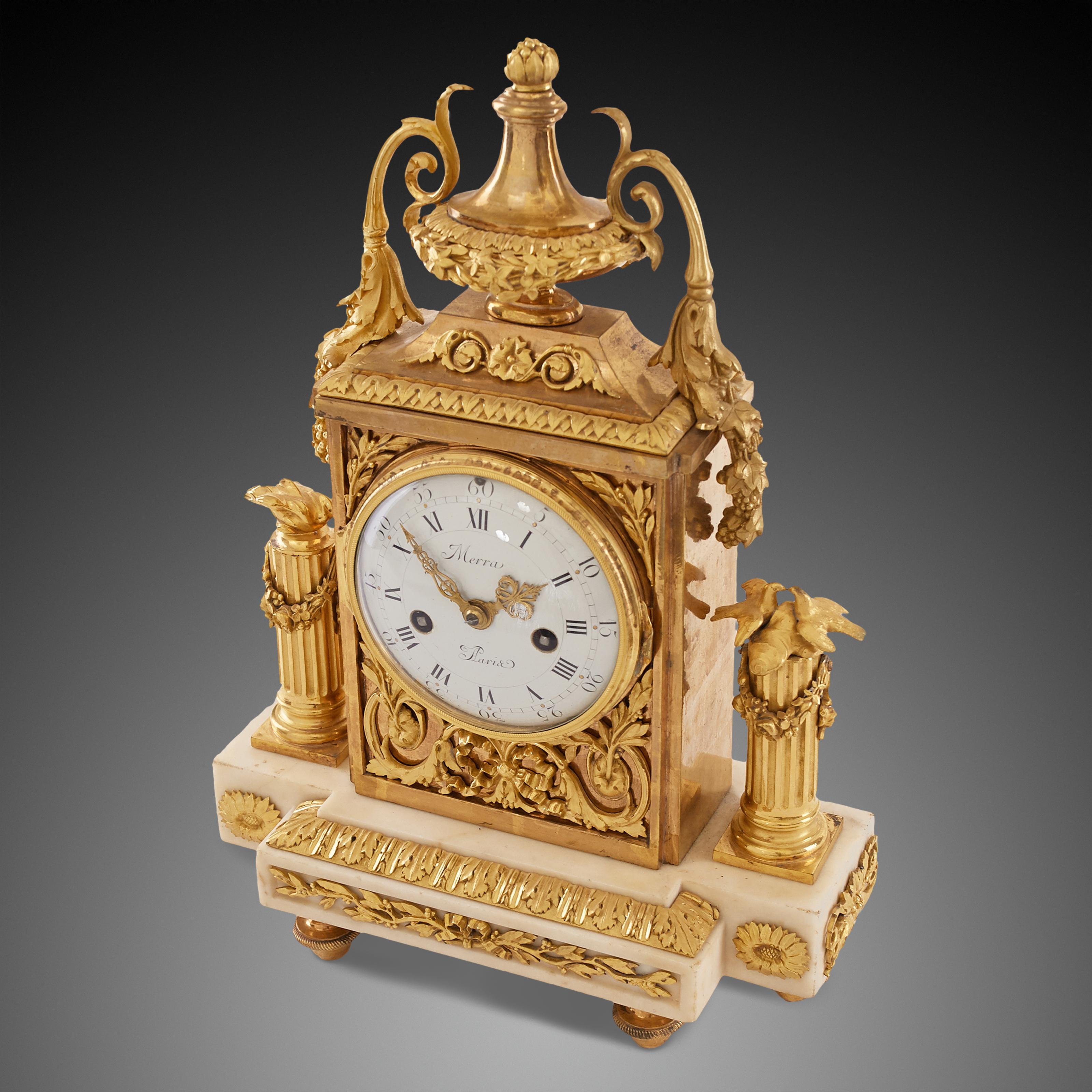 French Mantel Clock 18th Century Louis XV Period by Merra À Paris