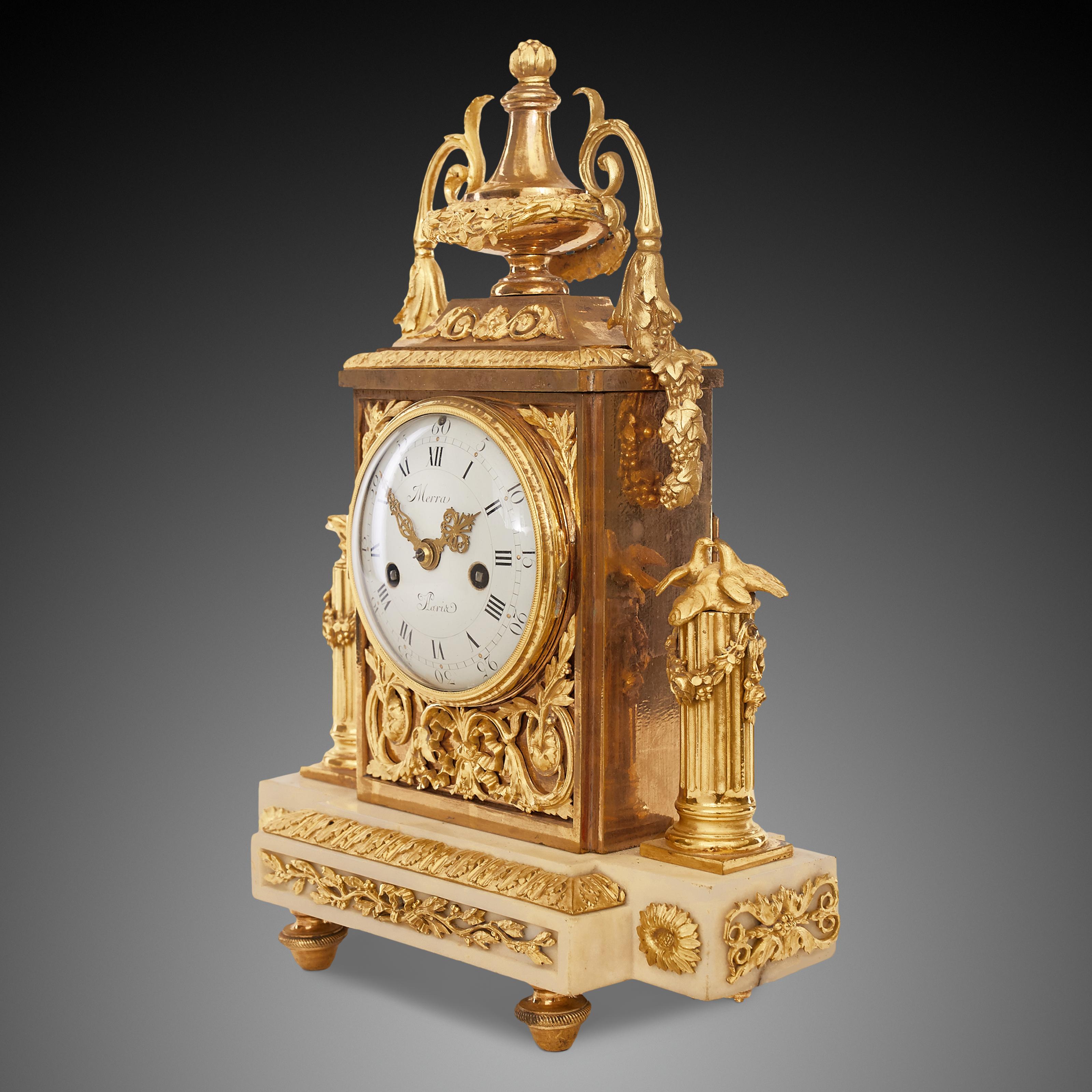 Bronze Mantel Clock 18th Century Louis XV Period by Merra À Paris