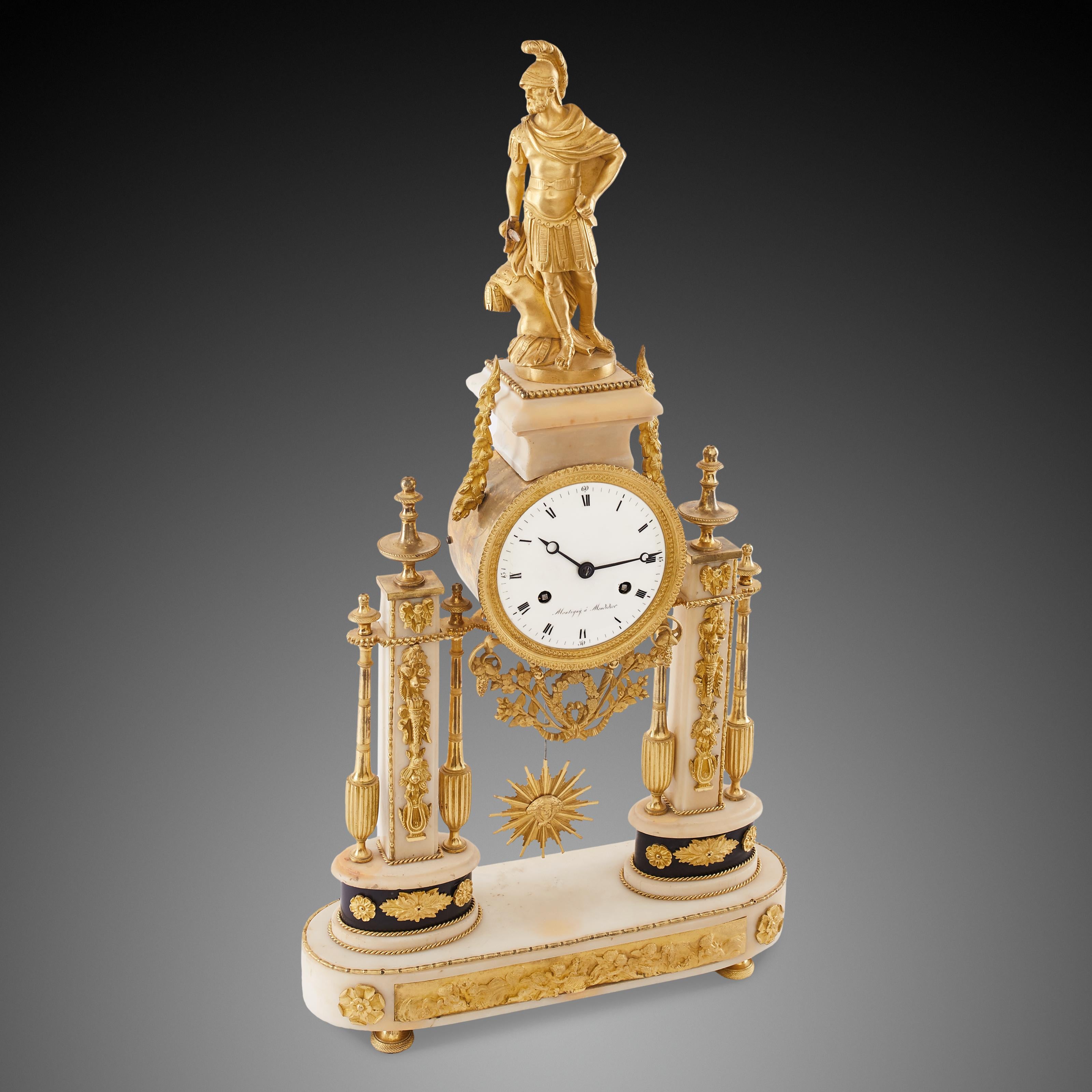 Mantel Clock 18th Century Louis XV Period by Moutiguij À Moudidier In Excellent Condition For Sale In Warsaw, PL