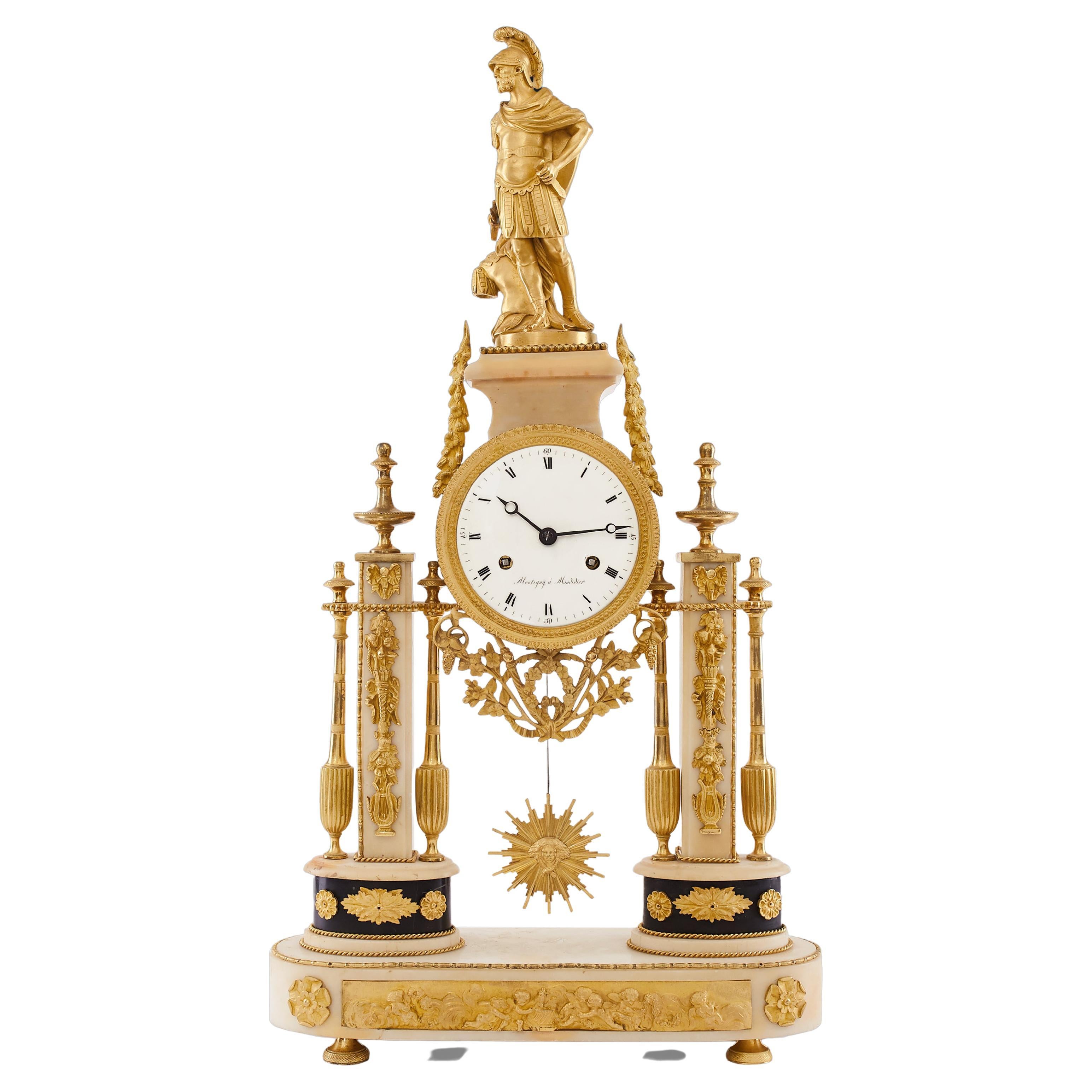 Mantel Clock 18th Century Louis XV Period by Moutiguij À Moudidier For Sale
