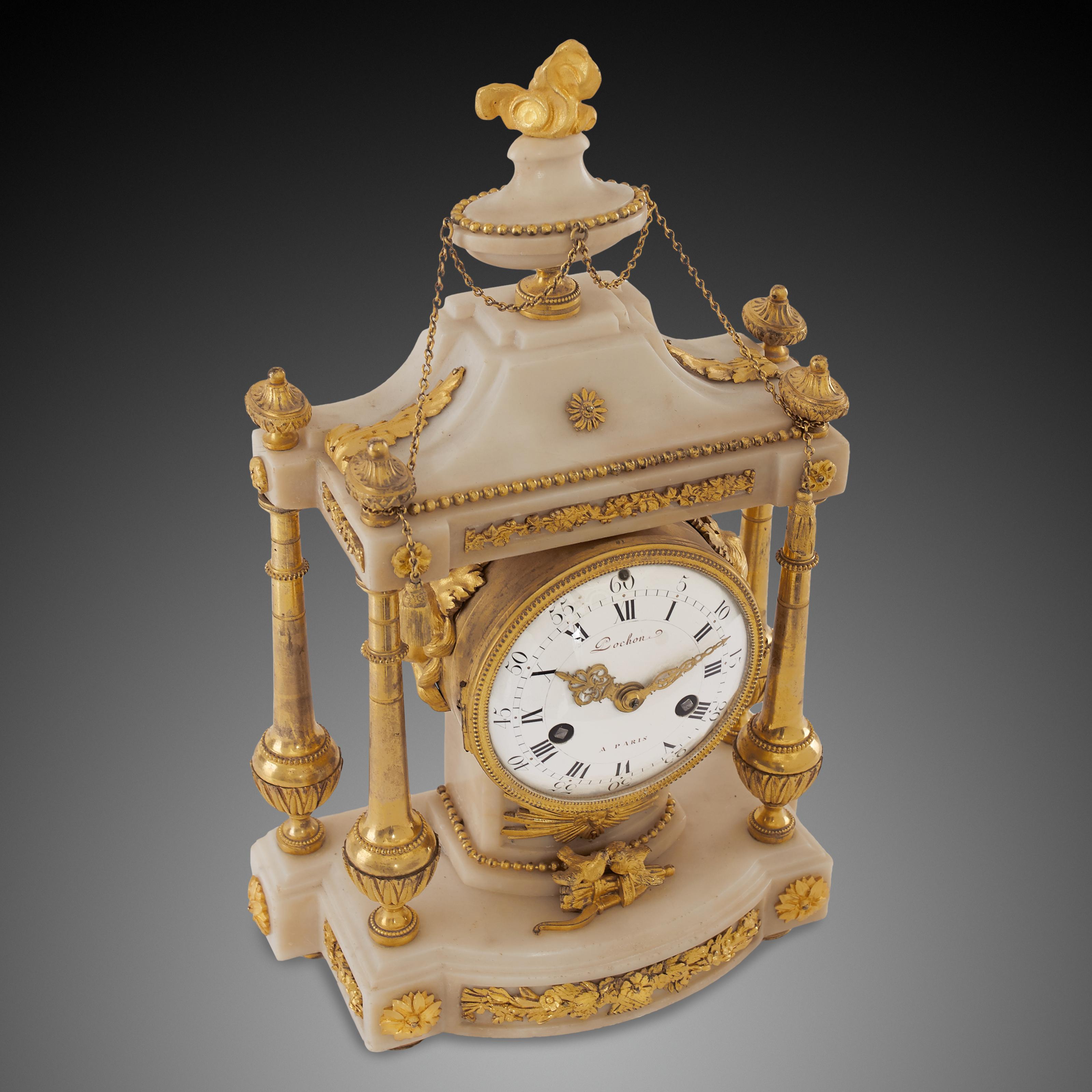 Gilt Mantel Clock 18th Century Louis XV Period by Pochon À Paris