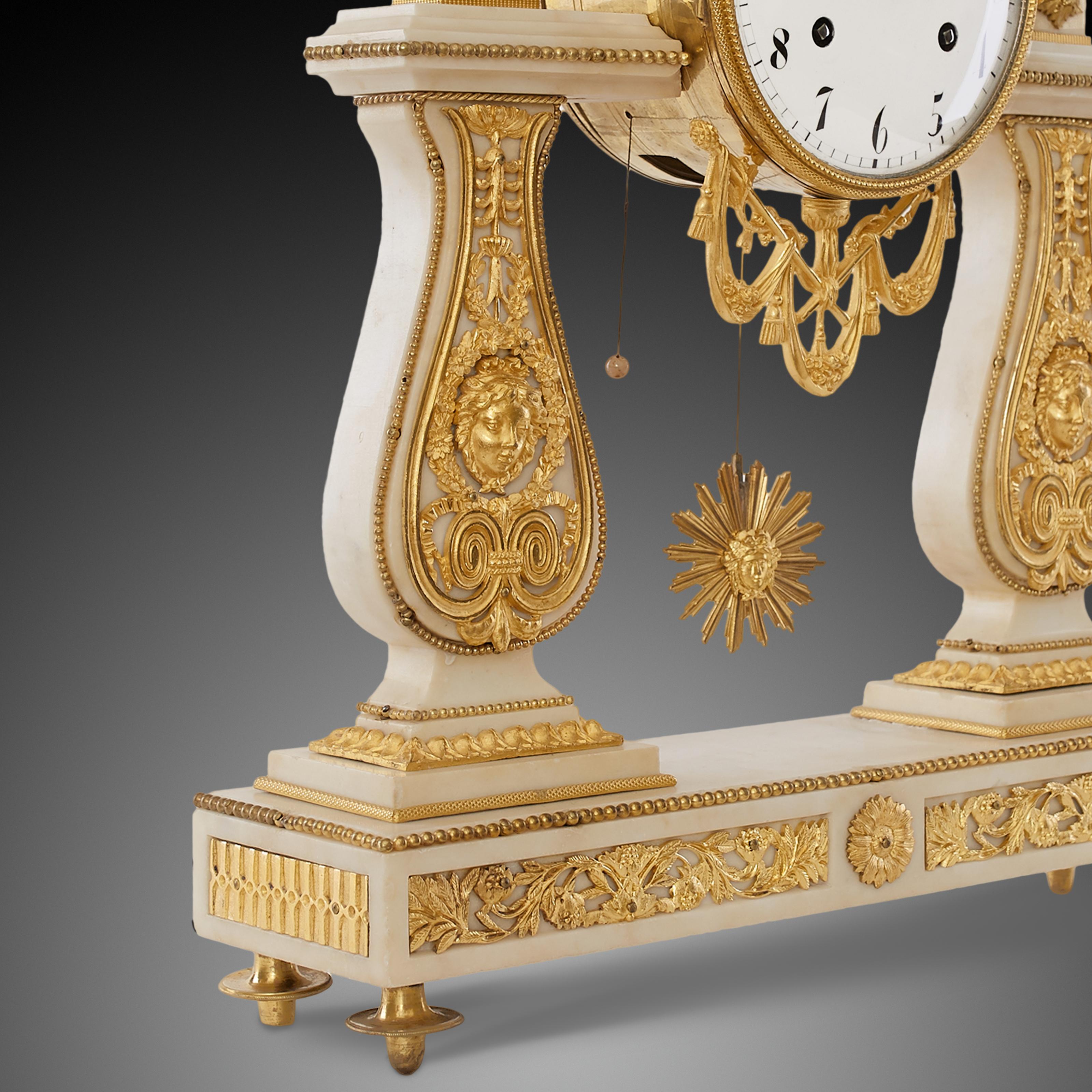 Marble Mantel Clock 18th Century, Louis XV Period For Sale