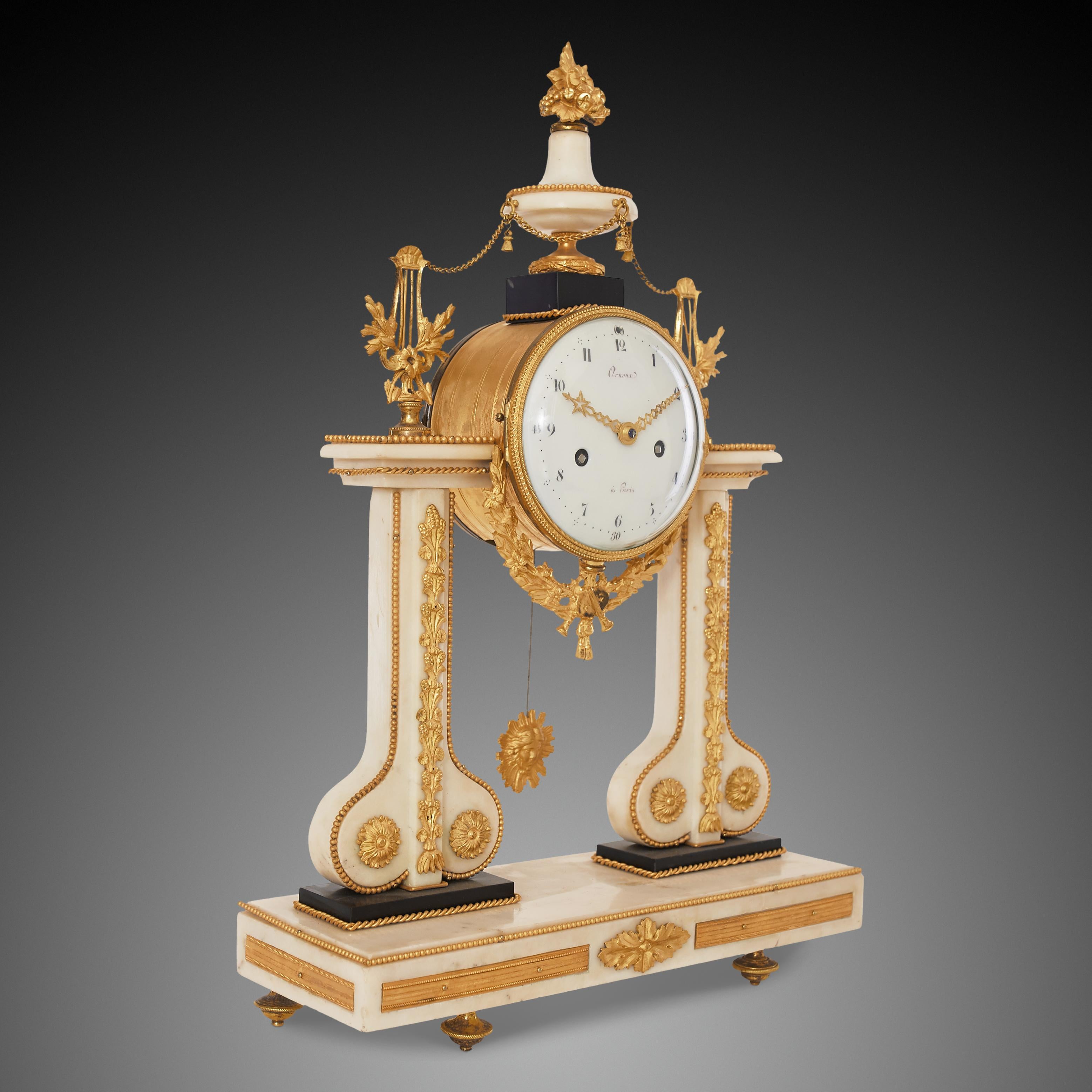 French Mantel Clock 18th Century Louis XVI Period by Arnoux À Paris