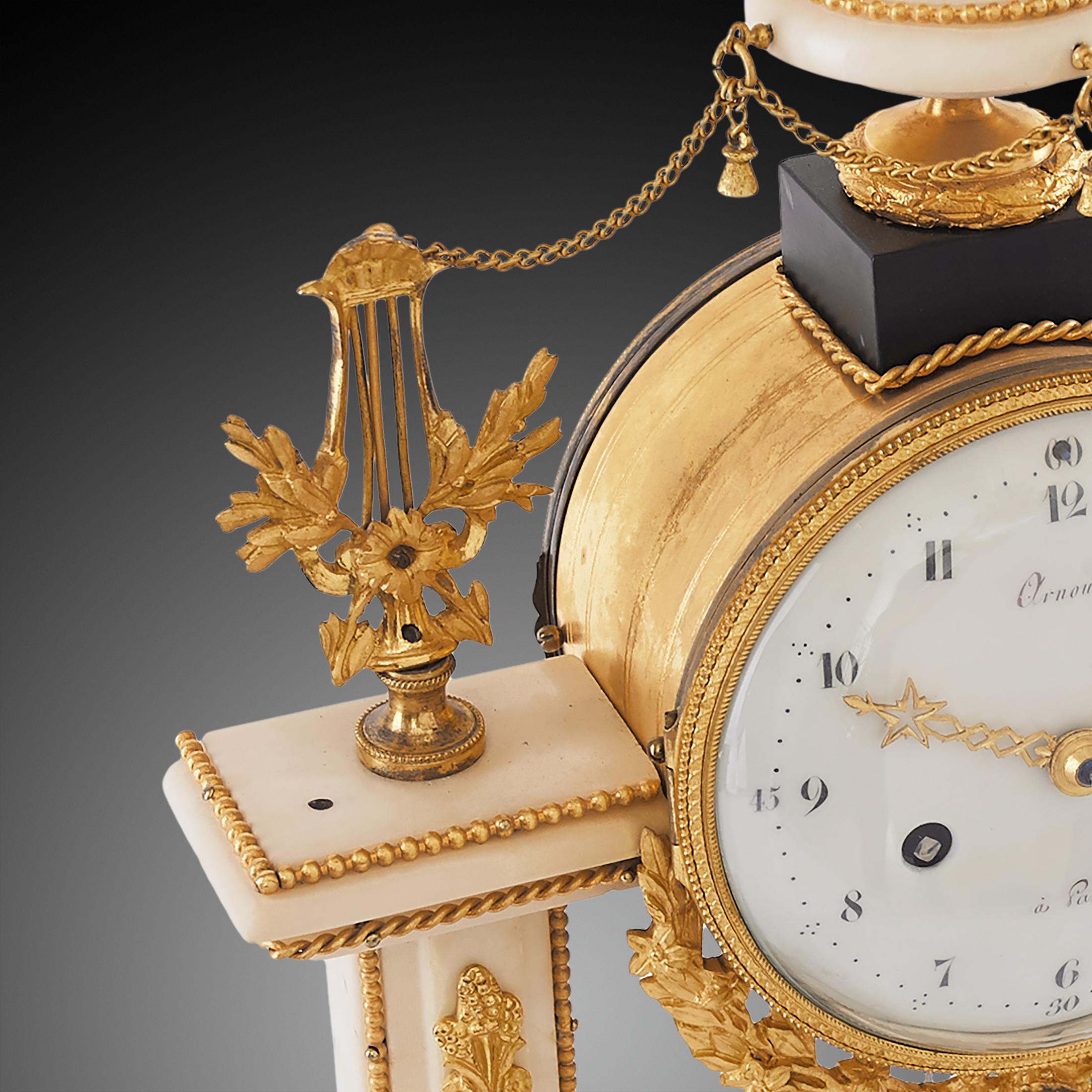 Mantel Clock 18th Century Louis XVI Period by Arnoux À Paris For Sale 2