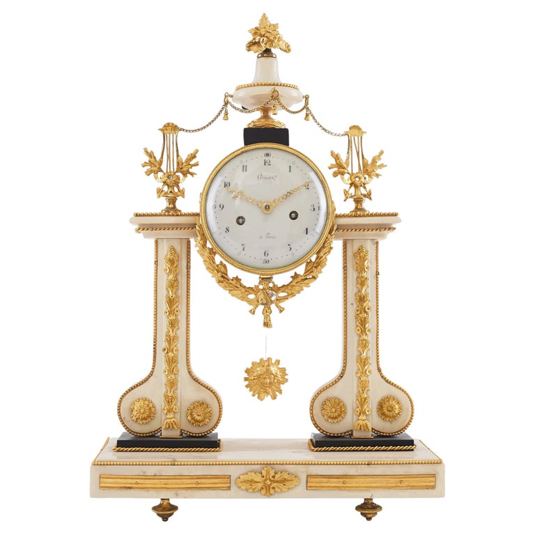 Mantel Clock 18th Century Louis XVI Period by Arnoux À Paris For Sale