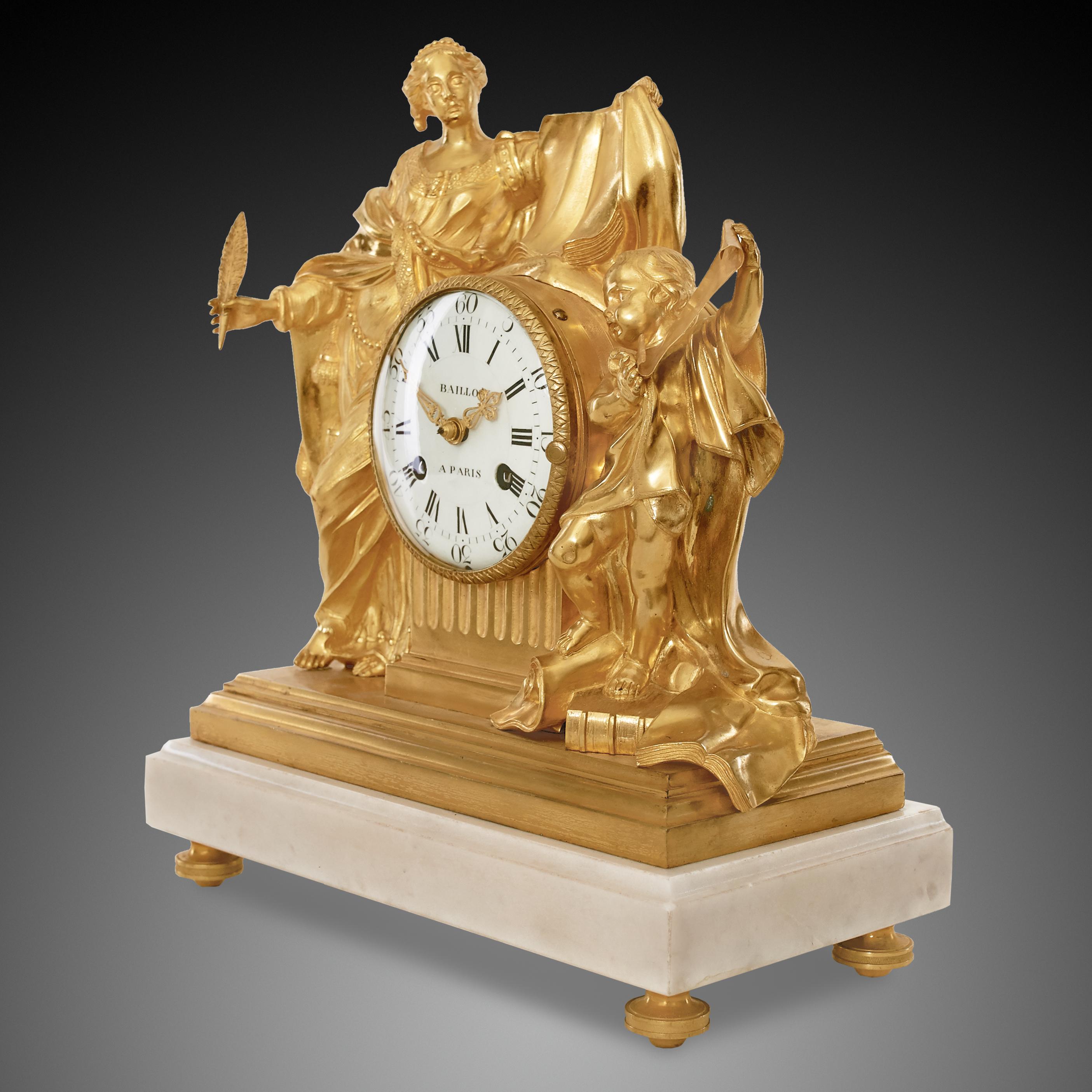 This clock was made by Jean-Baptiste Baillon III, one of the most skilled and innovative makers of his day. He supplied the most illustrious clientele, not least the French and Spanish royal family as well as distinguished members of Court and the