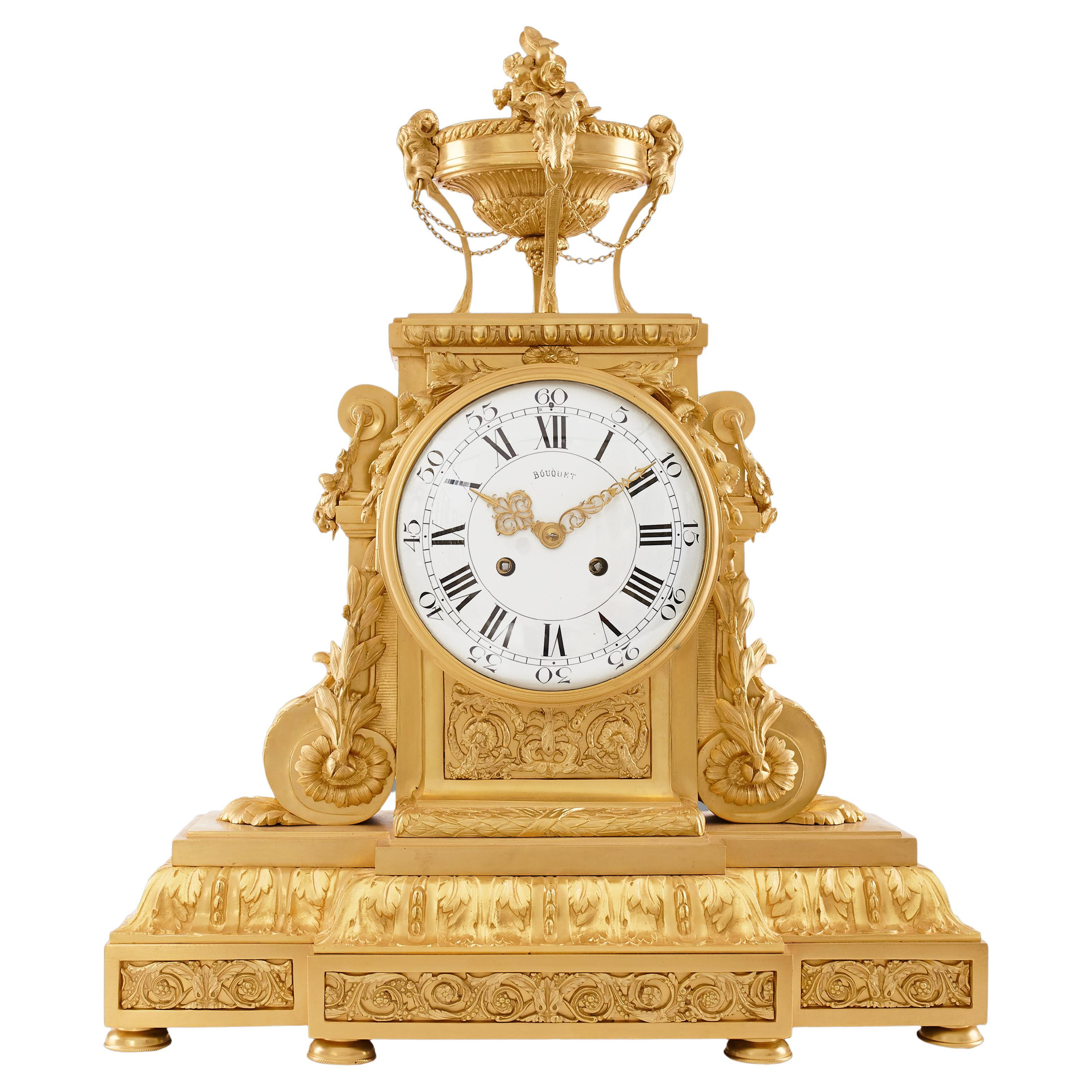 Mantel Clock 18th Century Louis XVI Period by Bouquet À Paris