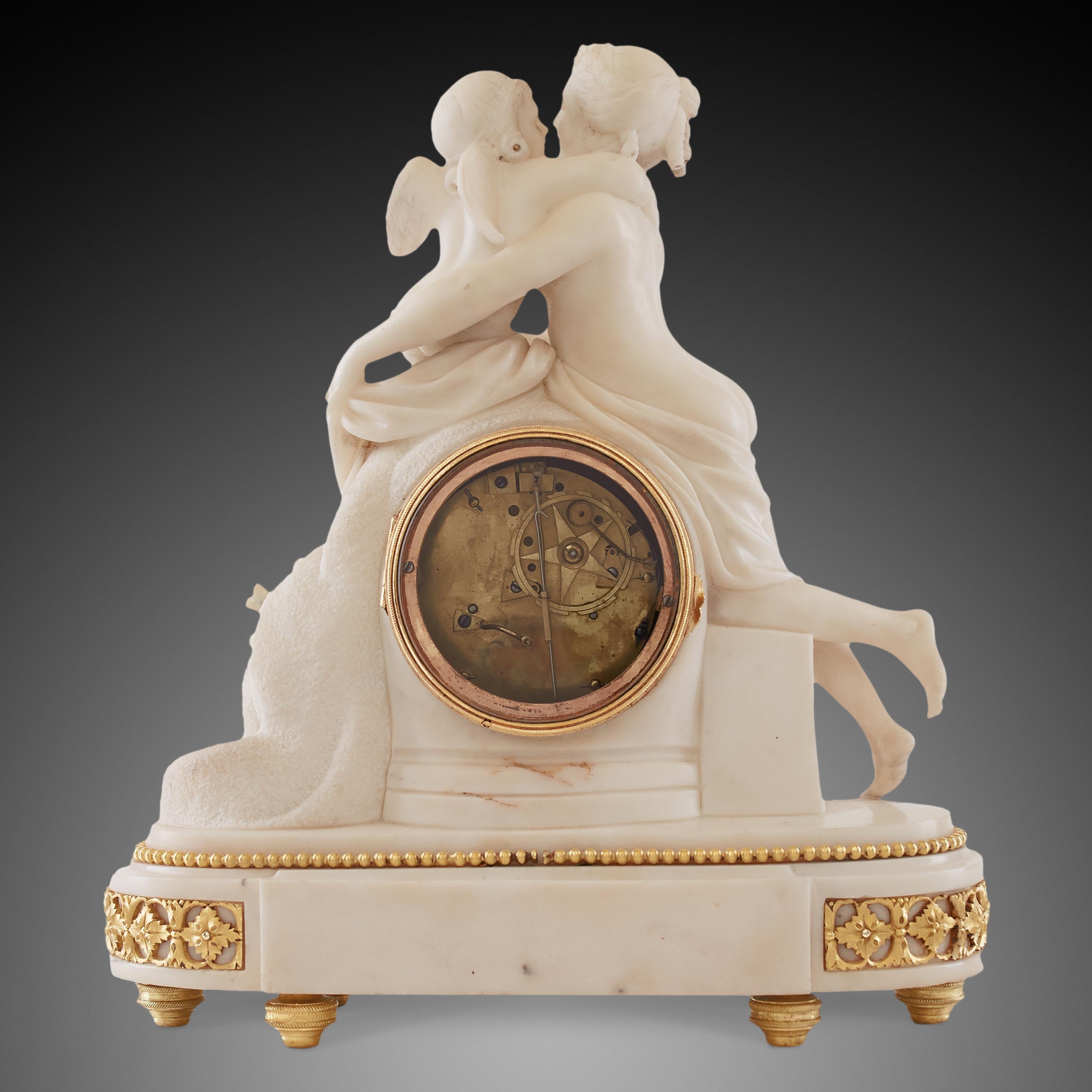 Gilt Mantel Clock 18th Century Louis XVI Period by Furet À Paris