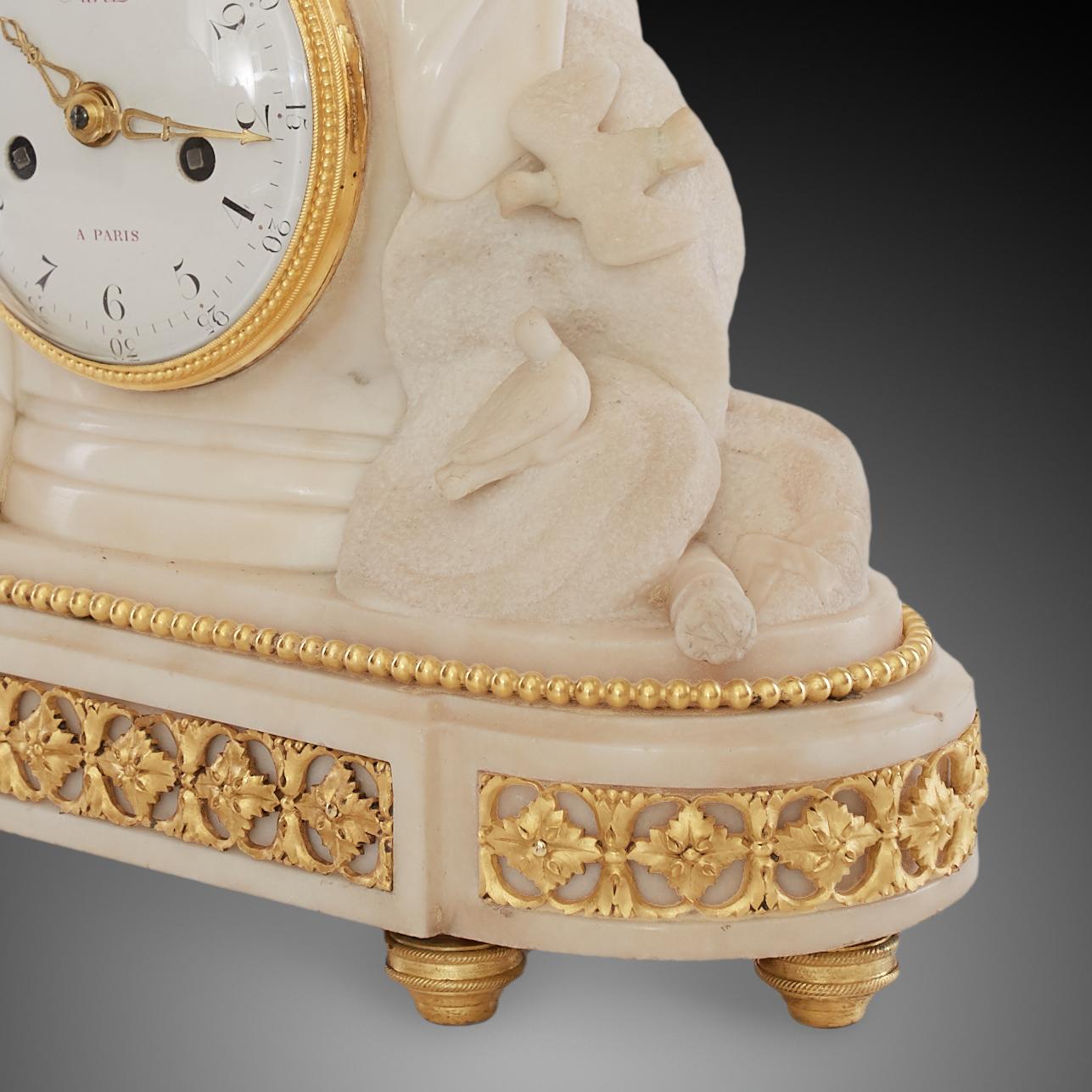 Mantel Clock 18th Century Louis XVI Period by Furet À Paris 1