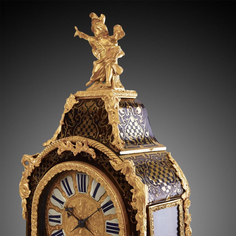 French Mantel Clock 18th Century Styl Boulle by Josue Panier À Paris For Sale