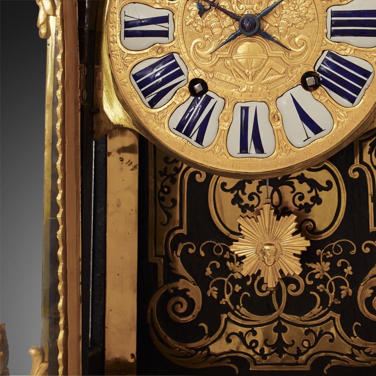 Gilt Mantel Clock 18th Century Styl Boulle by Josue Panier À Paris For Sale