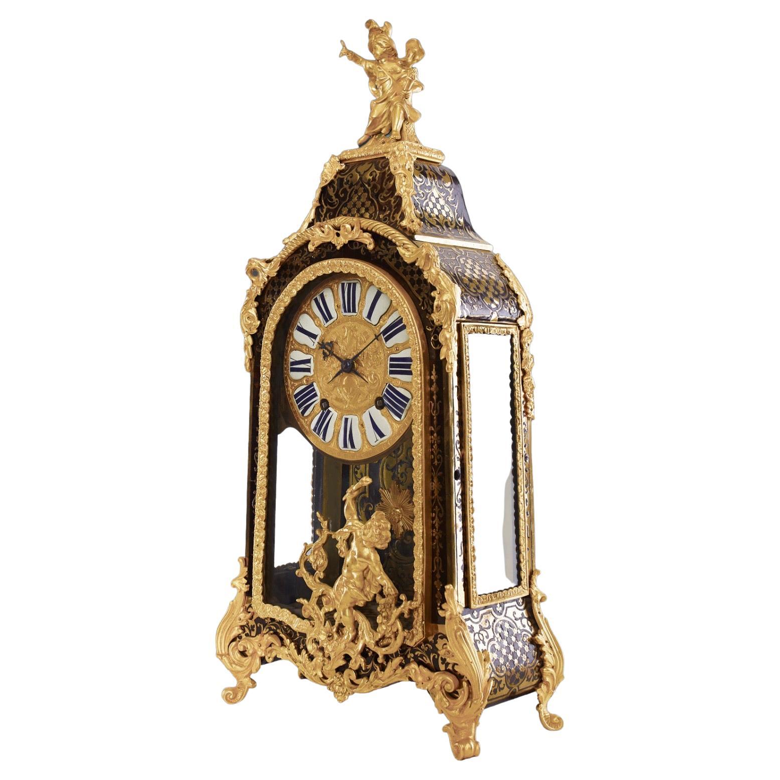 Horloge de cheminée Boulle du 18ème siècle de style Josue Panier Paris