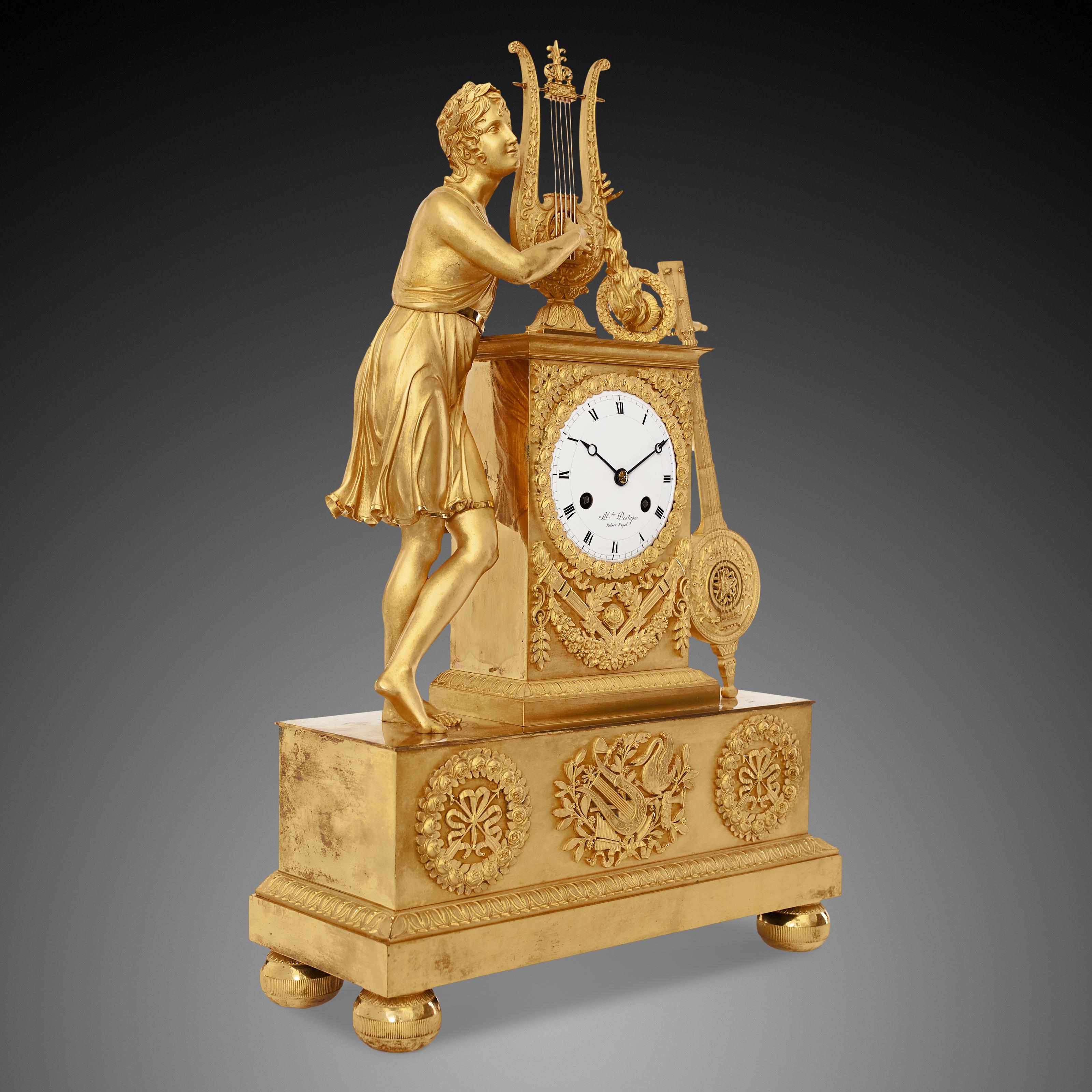 French Mantel Clock 19th Century Empire For Sale