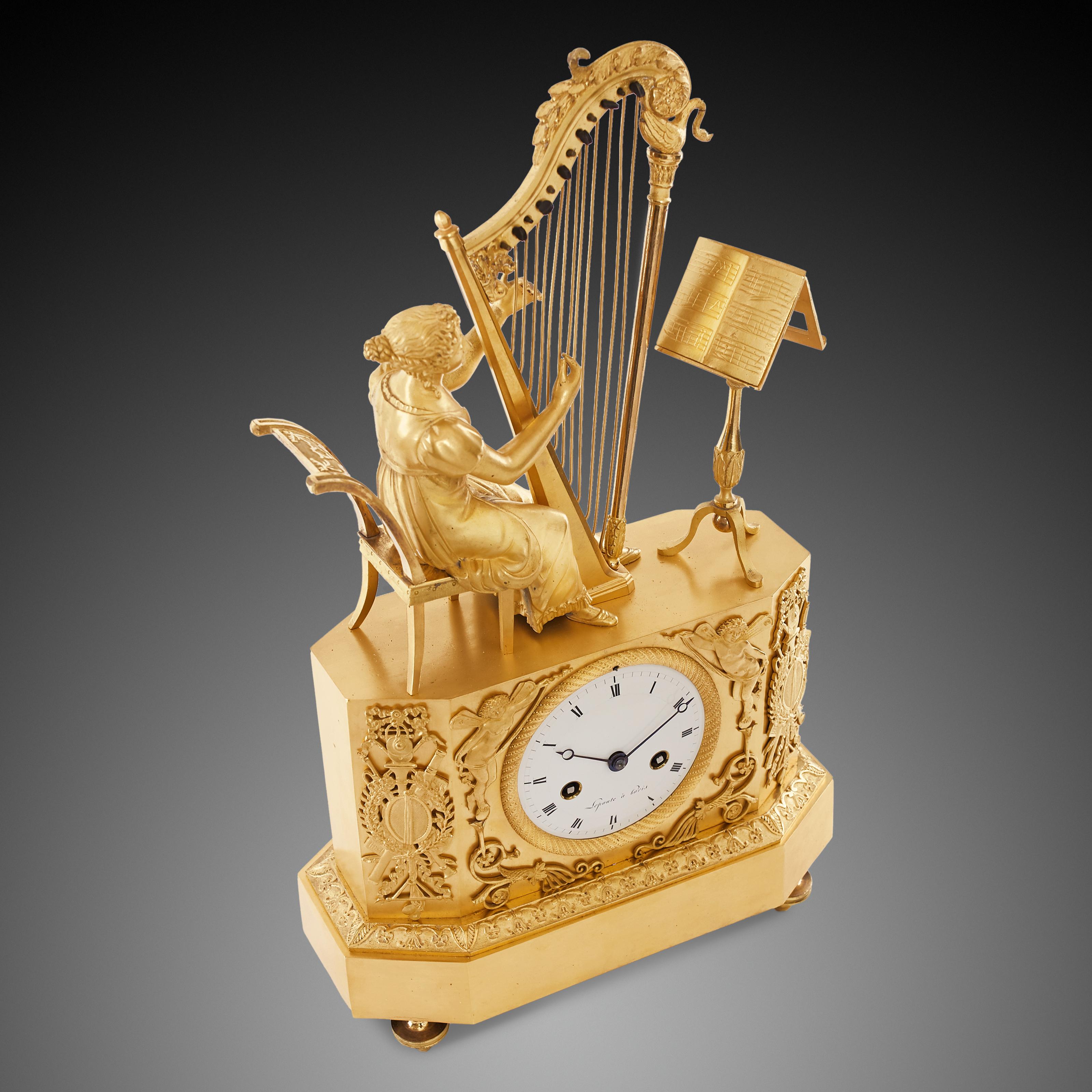 Gilt Mantel Clock 19th Century Empire