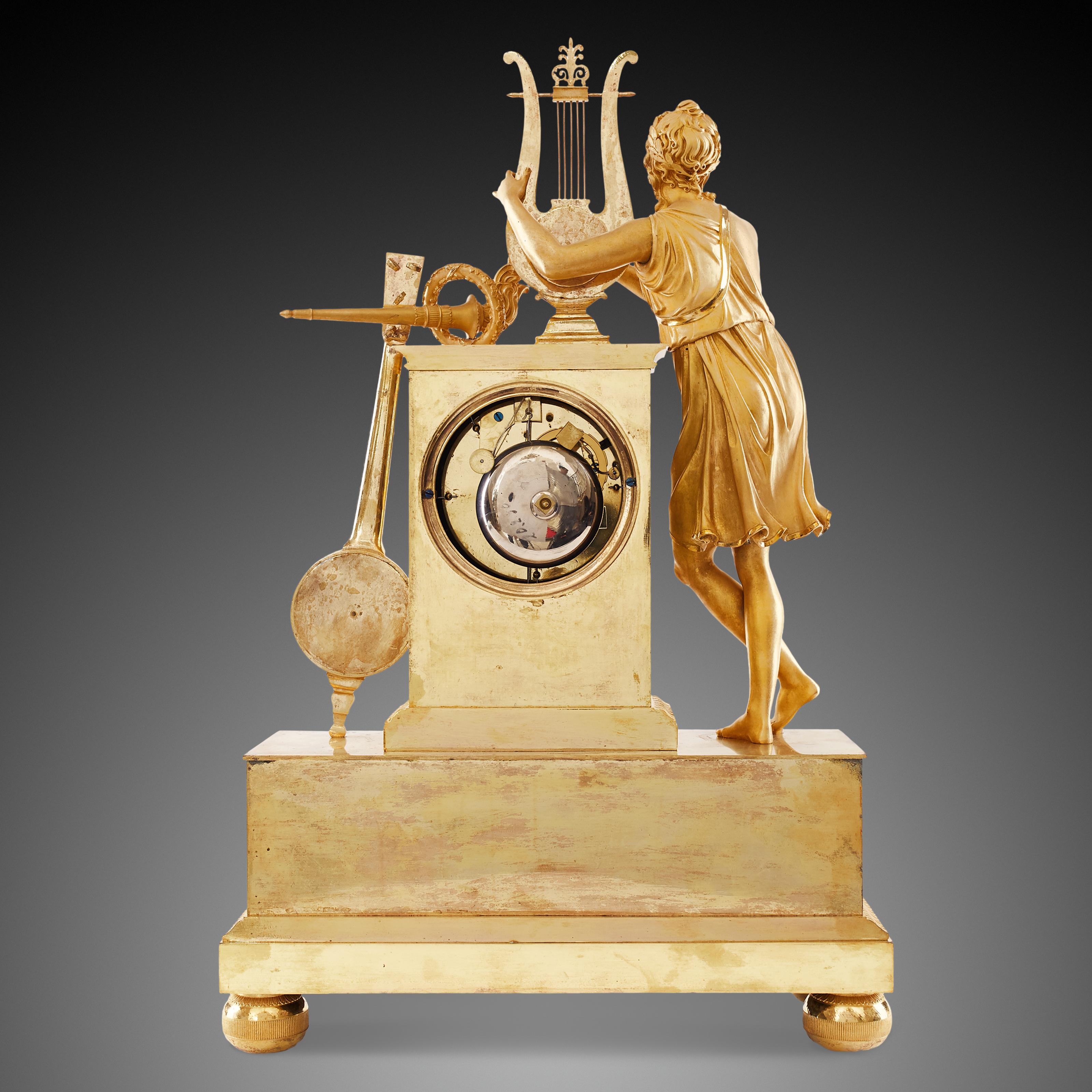 Mantel Clock 19th Century Empire In Excellent Condition For Sale In Warsaw, PL