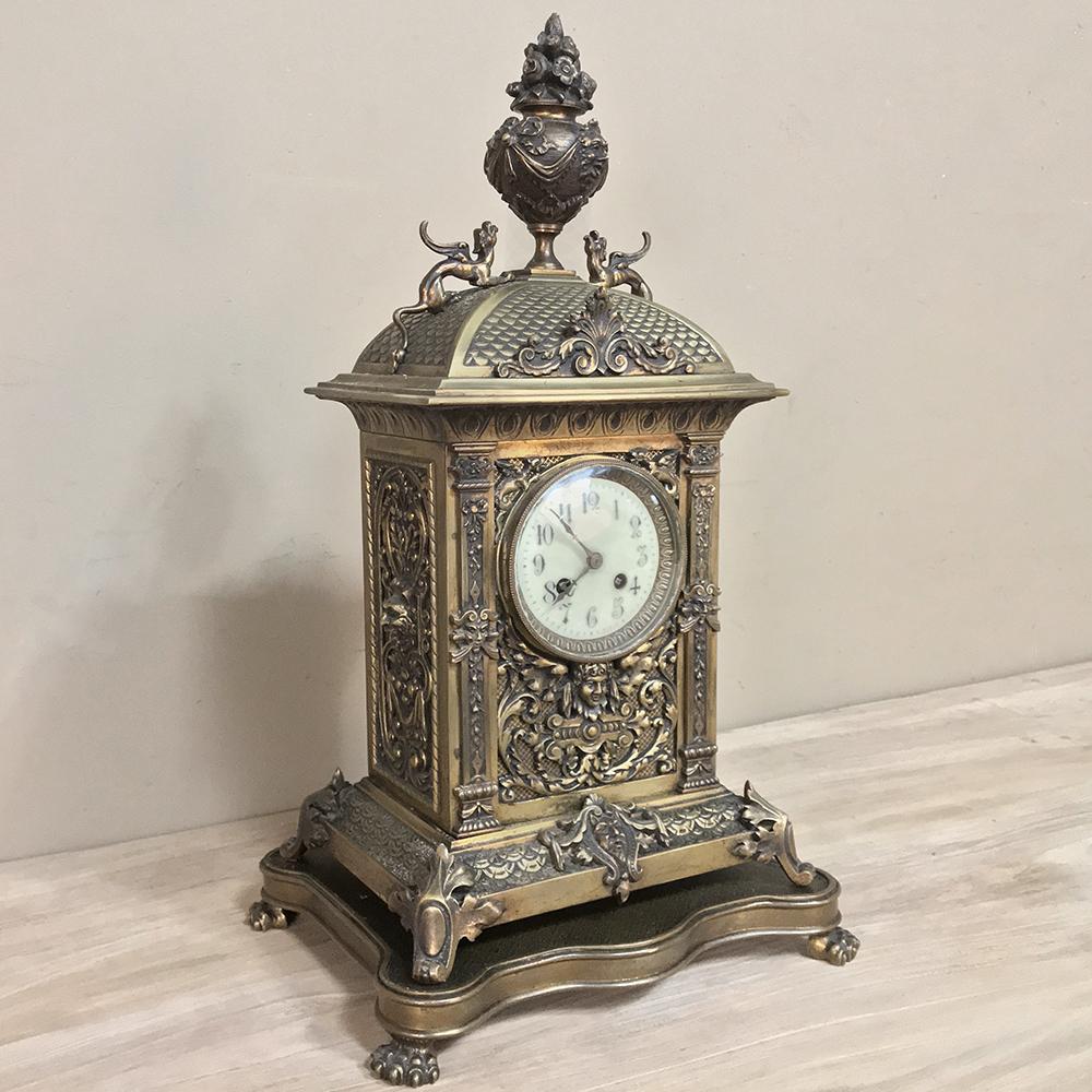 Hand-Crafted Mantel Clock, 19th Century French Louis XVI in Bronze