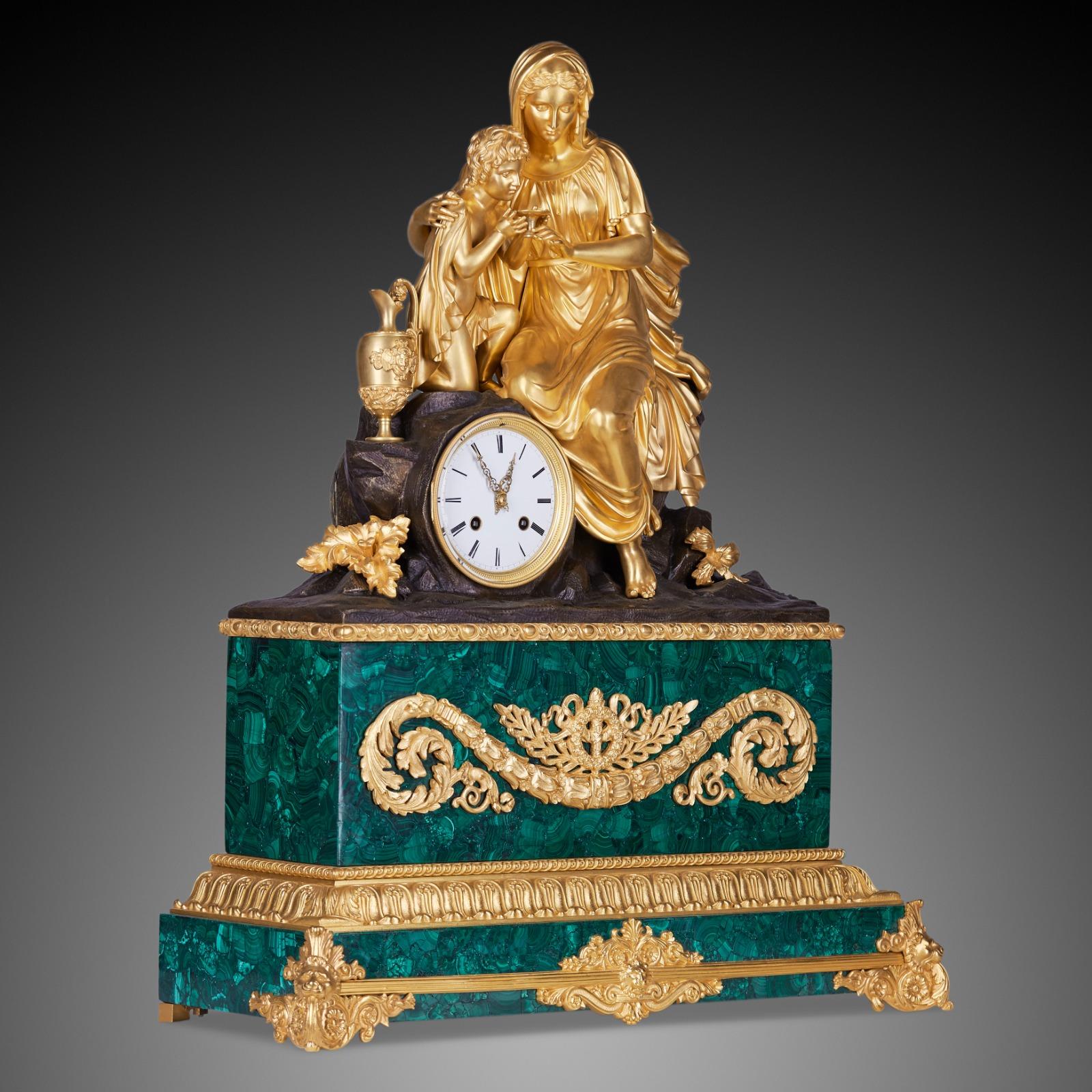 Gilt Mantel Clock 19th Century Louis Philippe Charles X For Sale