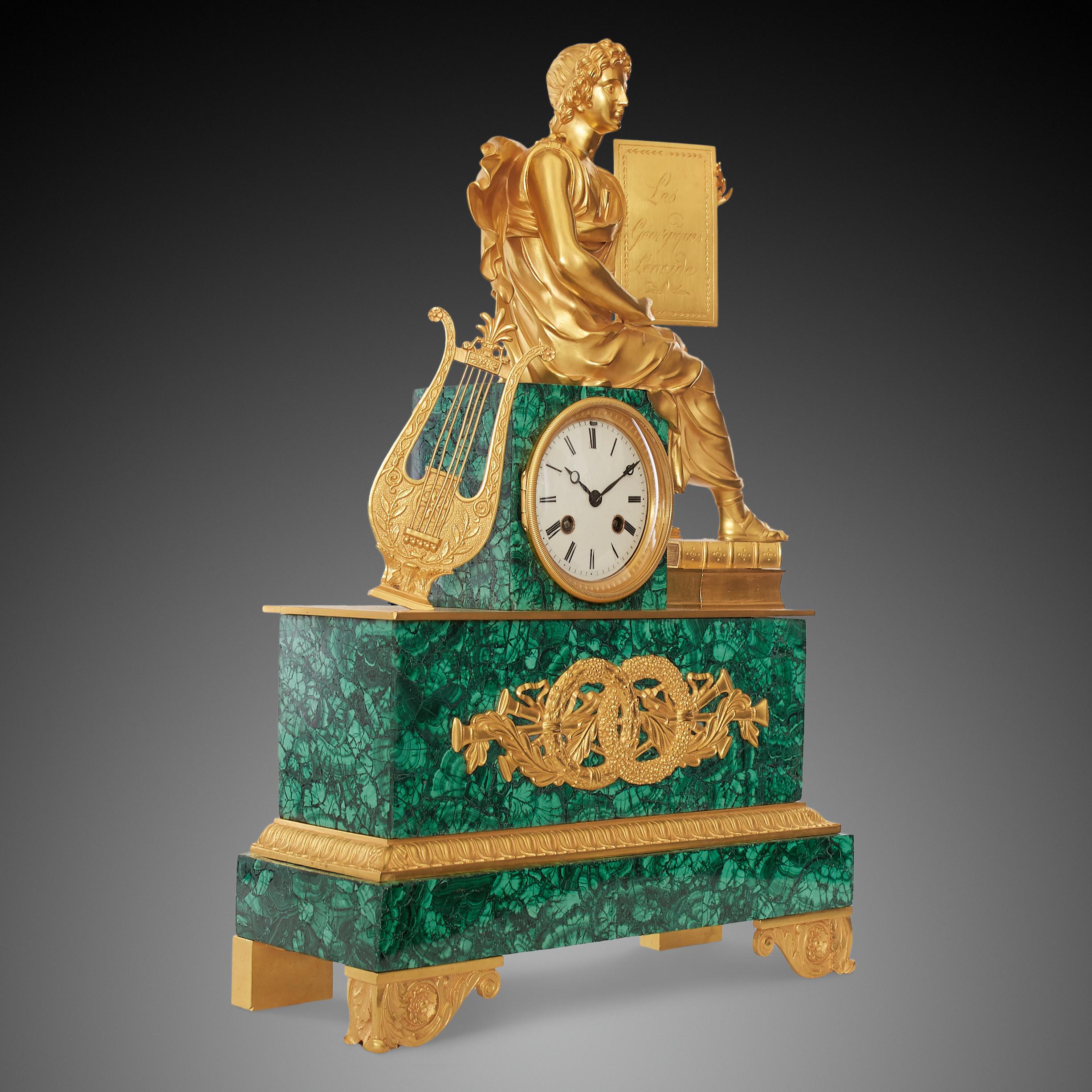 Empire pendulum clock
Depicting Virgil,an ancient Roman poet of the Augustan period.He has been traditionally ranked as one of Rome's greatest poets. His Aeneid is also considered a national epic of ancient Rome, a title held since composition.The