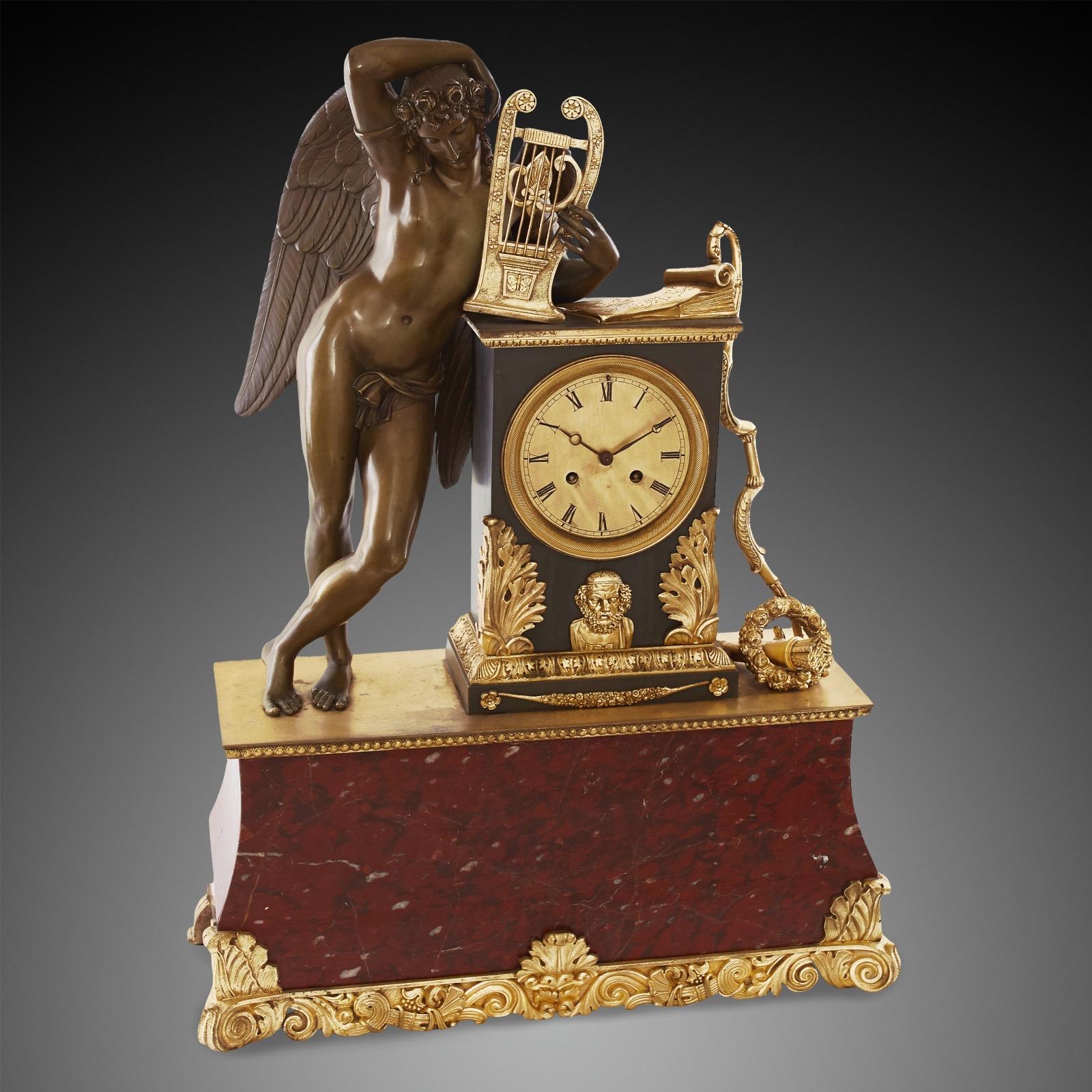 French Mantel Clock 19th Century Louis Philippe Charles X Period For Sale