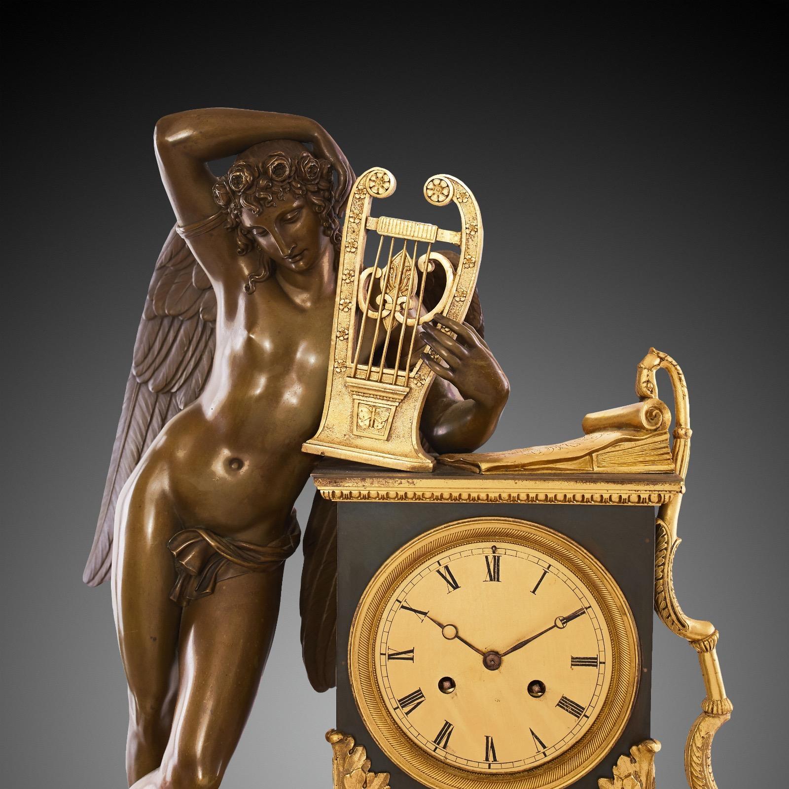 Bronze Mantel Clock 19th Century Louis Philippe Charles X Period For Sale