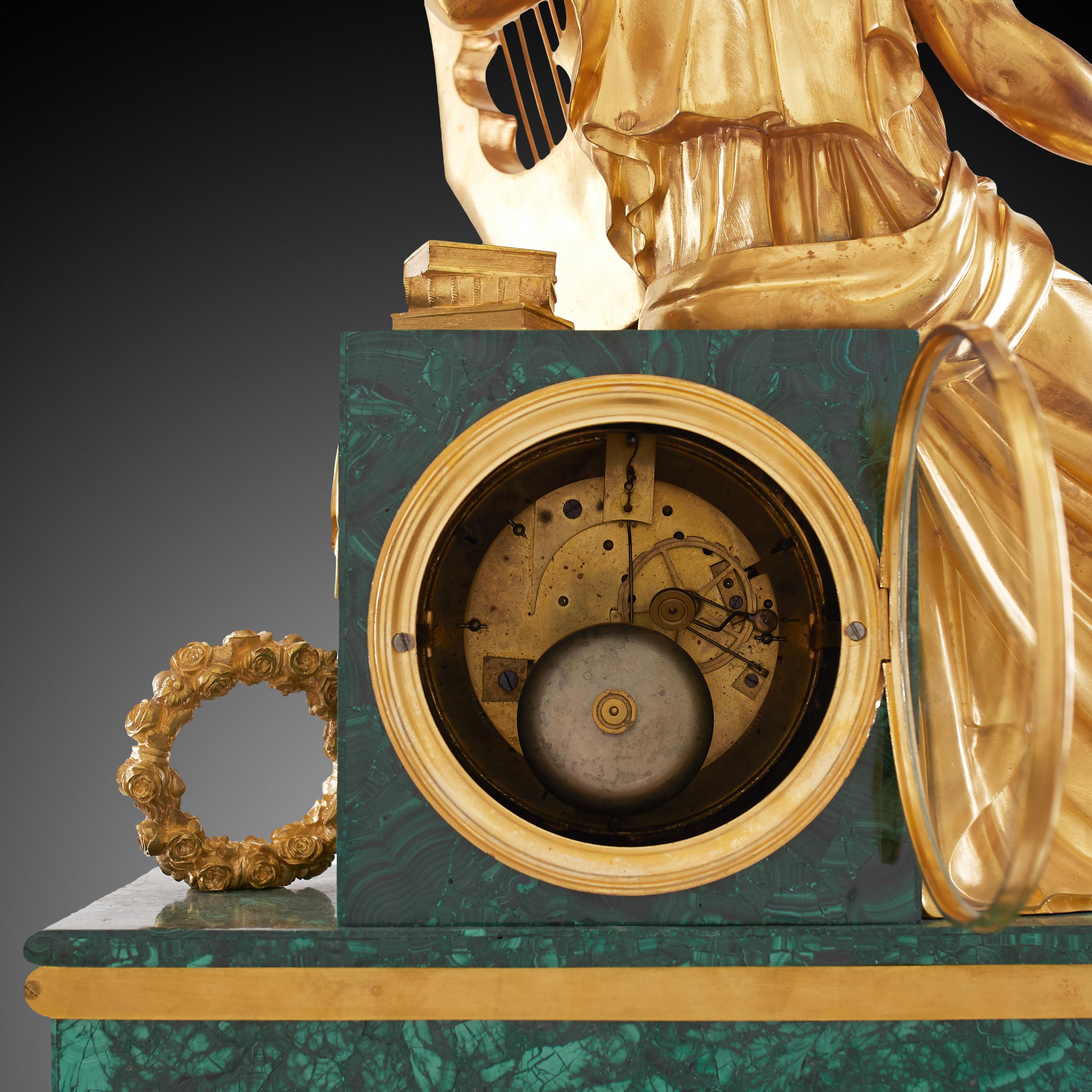 Gilt Mantel Clock 19th Century, Louis Philippe Charles X Style For Sale