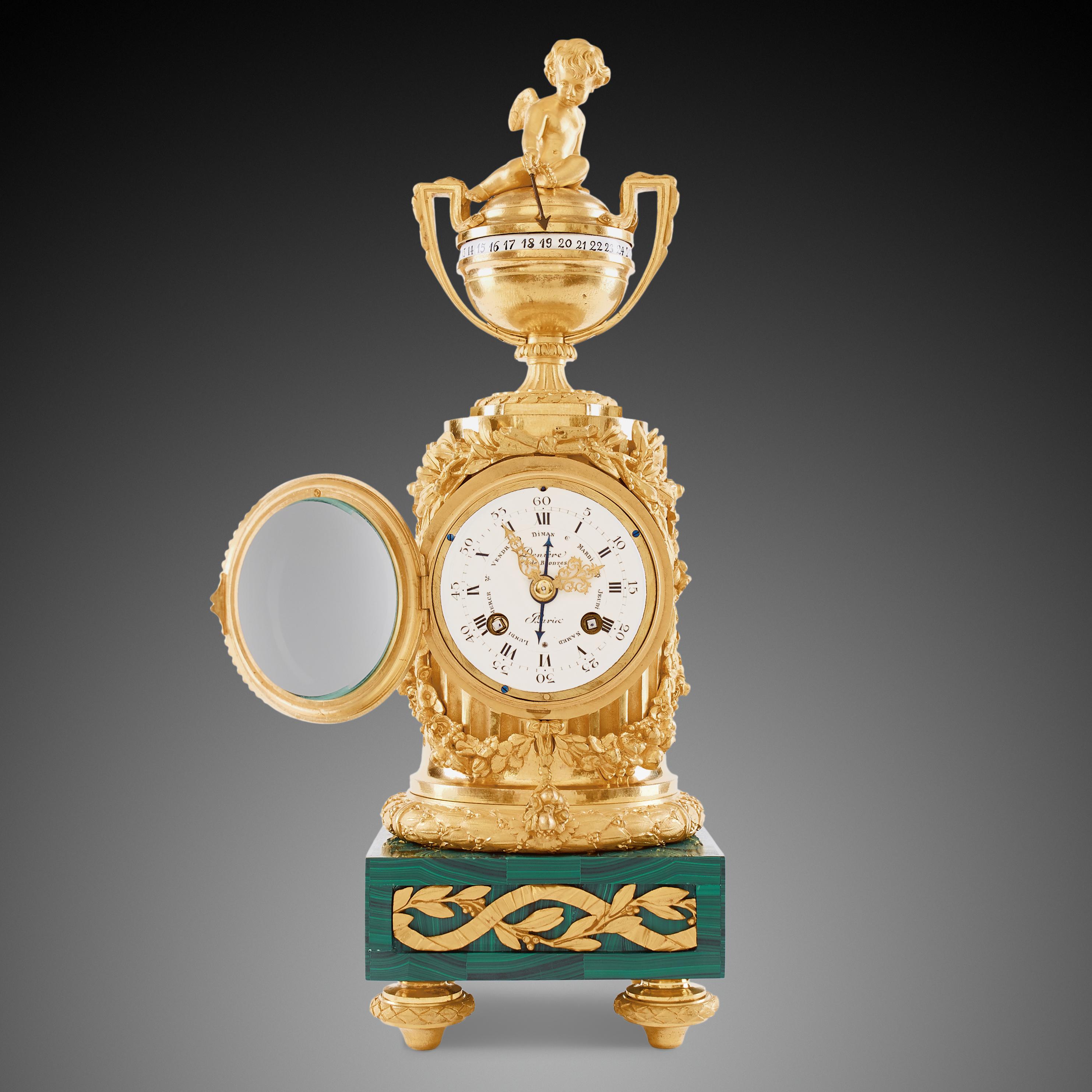 Gilt Mantel Clock 19th Century Louis XVI Period by Deniere À Paris