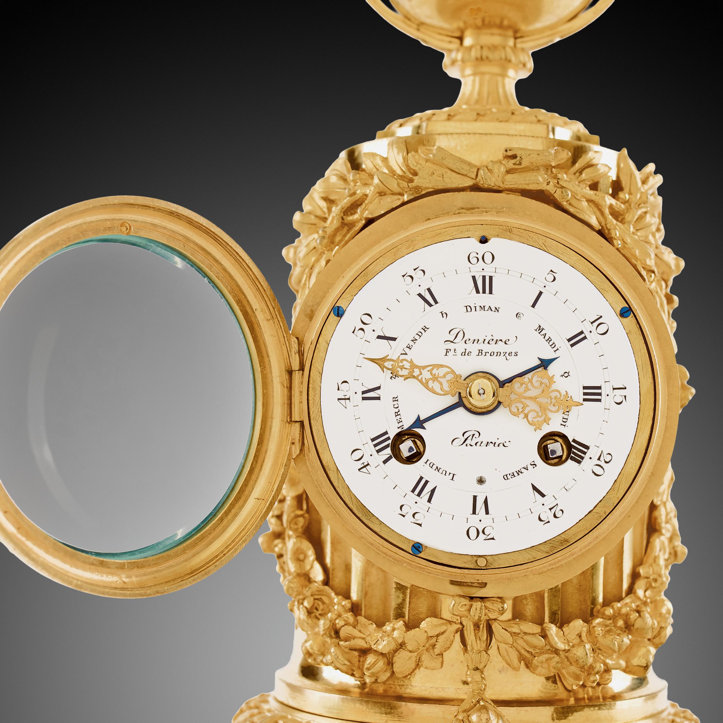 Mantel Clock 19th Century Louis XVI Period by Deniere À Paris In Excellent Condition In Warsaw, PL