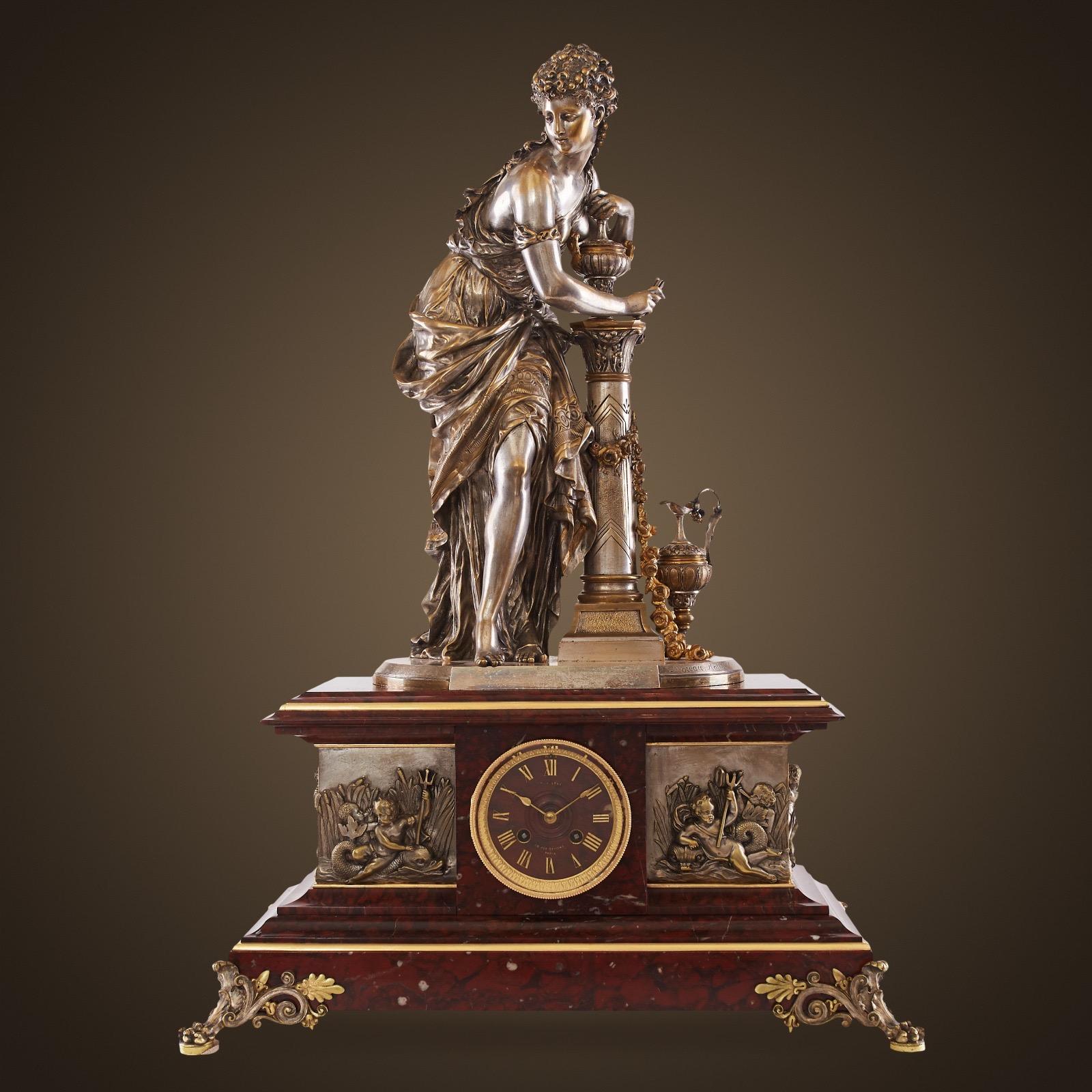 Mantel clock 19th century Napoleon III Period by Moreau Mathu.