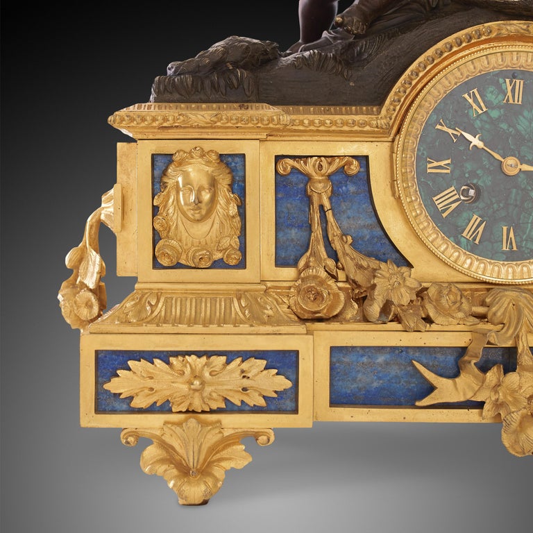 Gilt Mantel Clock 19th Century Napoleon III Period For Sale