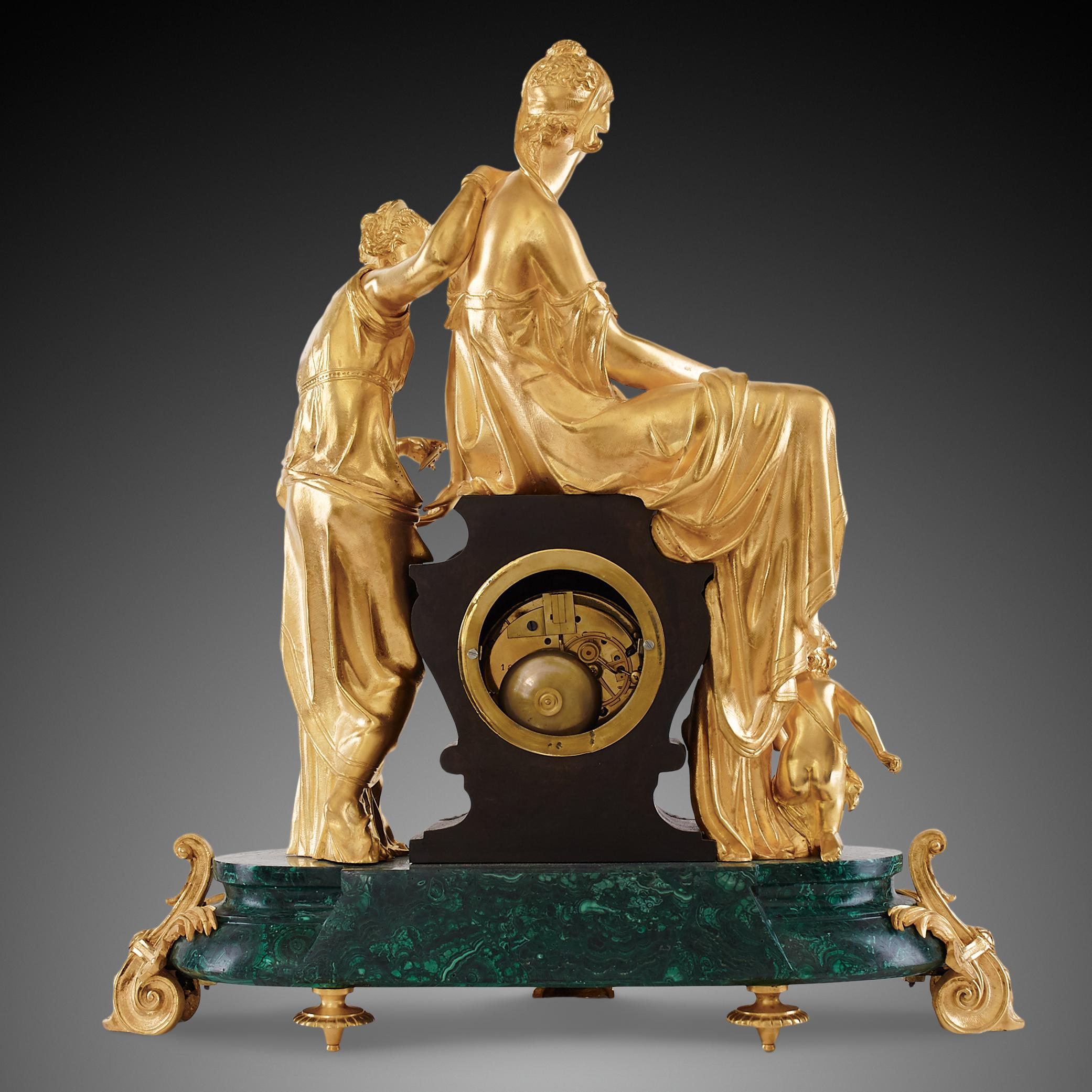 Kaminuhr aus dem 19. Jahrhundert, Napoleon III.-Periode (Vergoldet) im Angebot