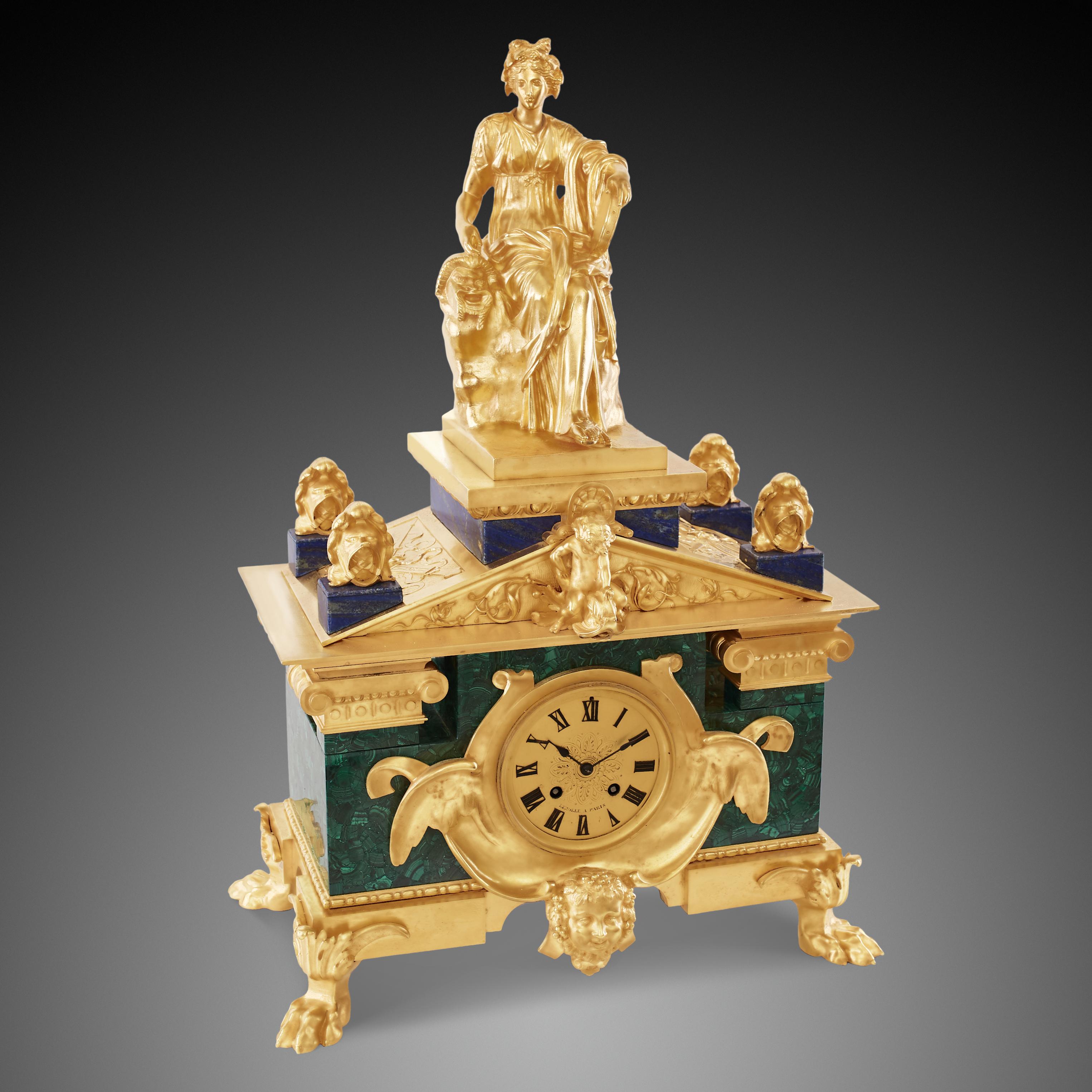 Gilt Mantel Clock 19th Century, Napoleon III Period For Sale