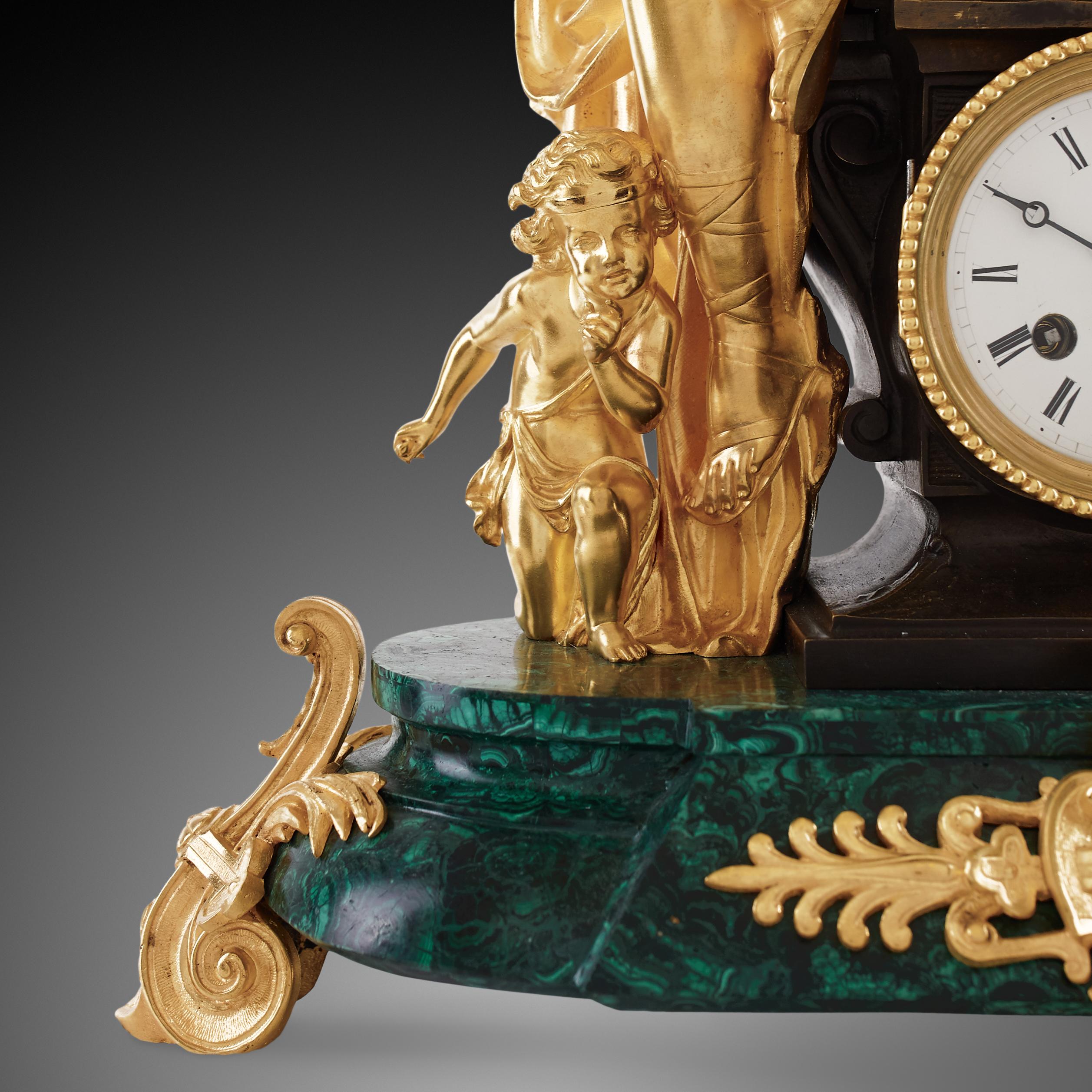 Bronze Mantel Clock 19th Century, Napoleon III Period For Sale