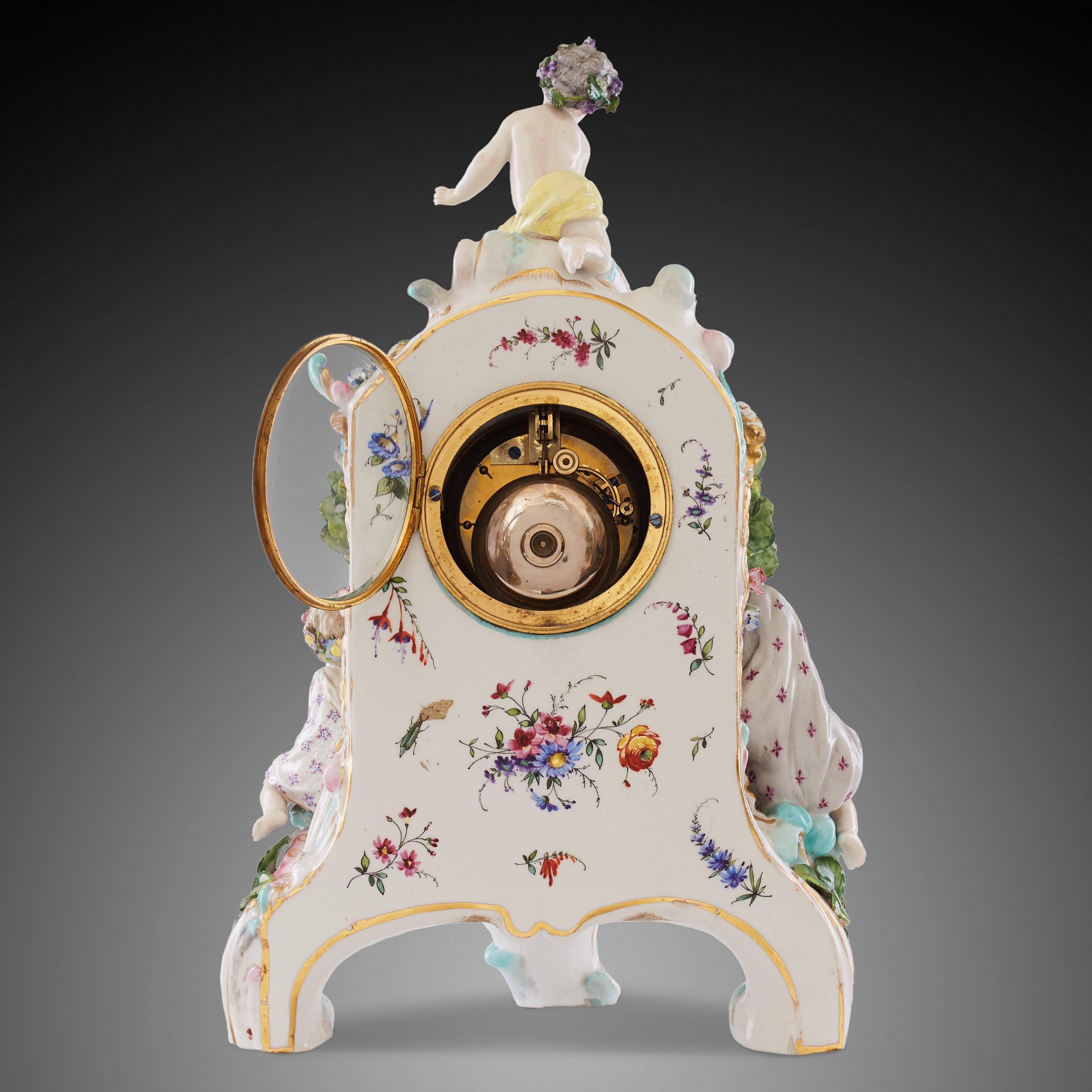 Mantel Clock 19th Century Porcelain Styl Rococo 1