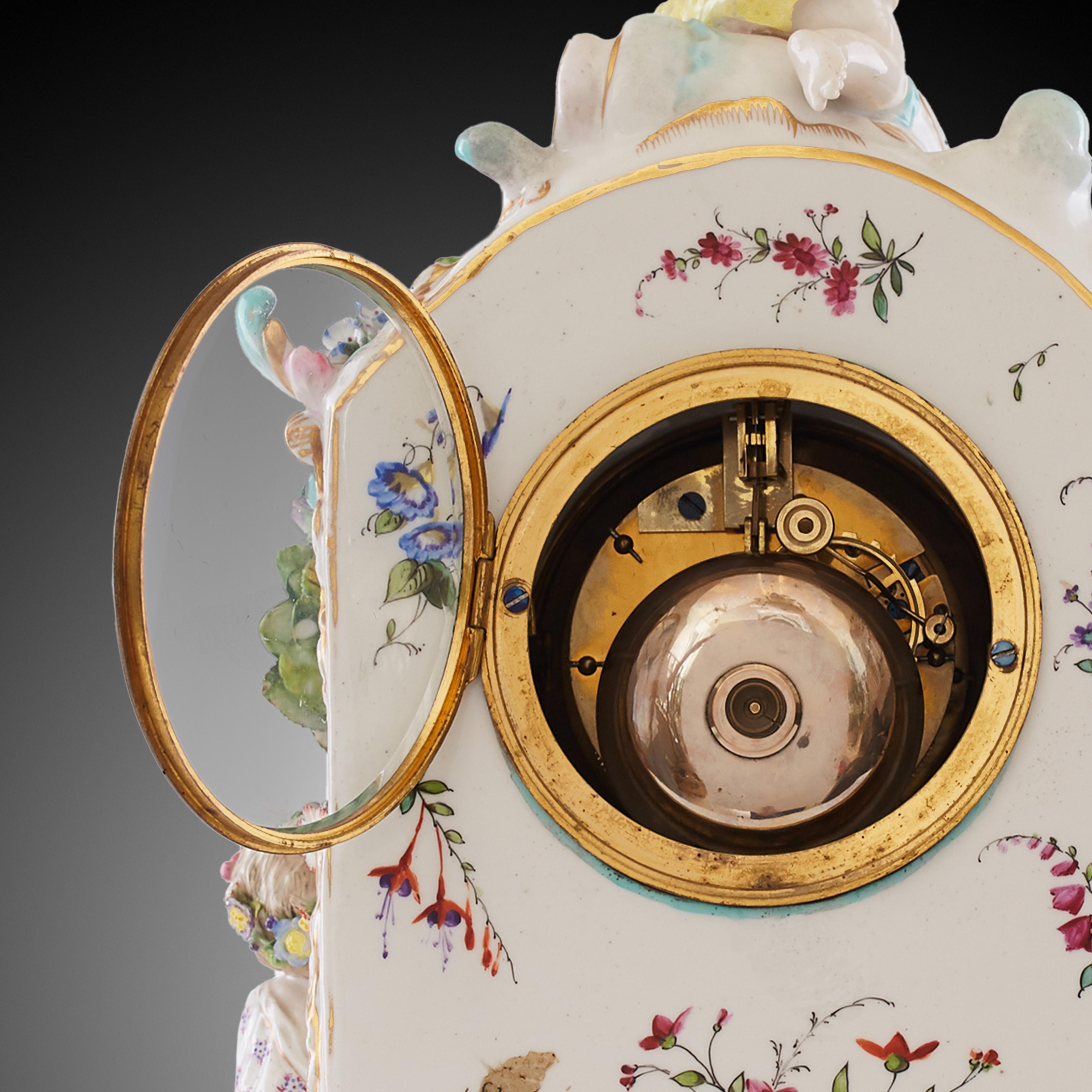Mantel Clock 19th Century Porcelain Styl Rococo 2