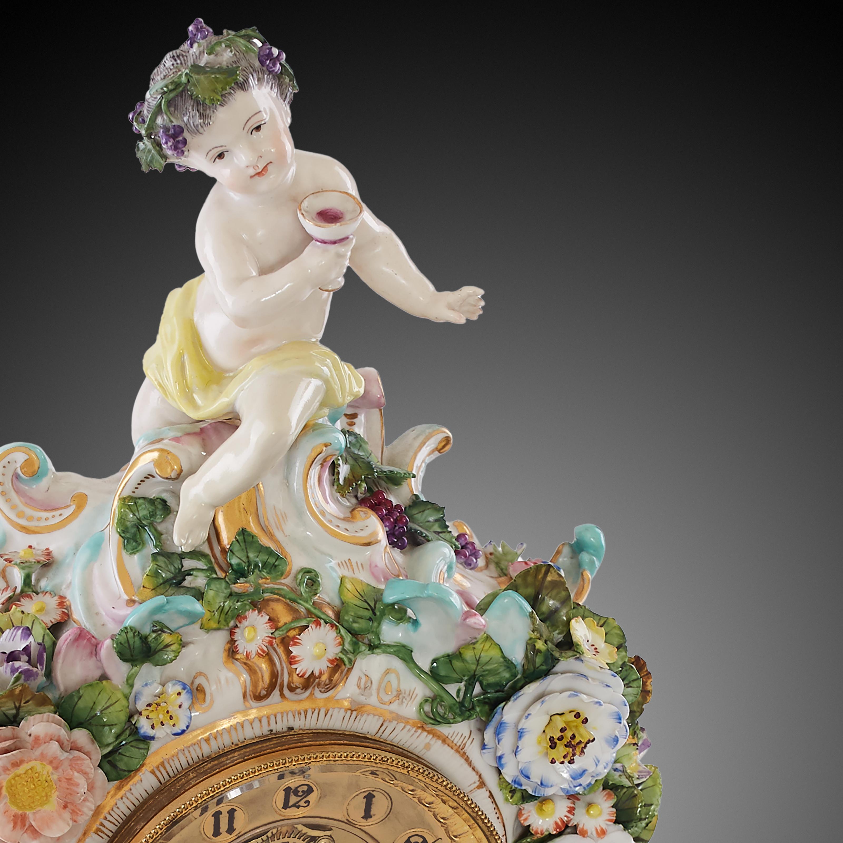 Mantel Clock 19th Century Porcelain Styl Rococo 3