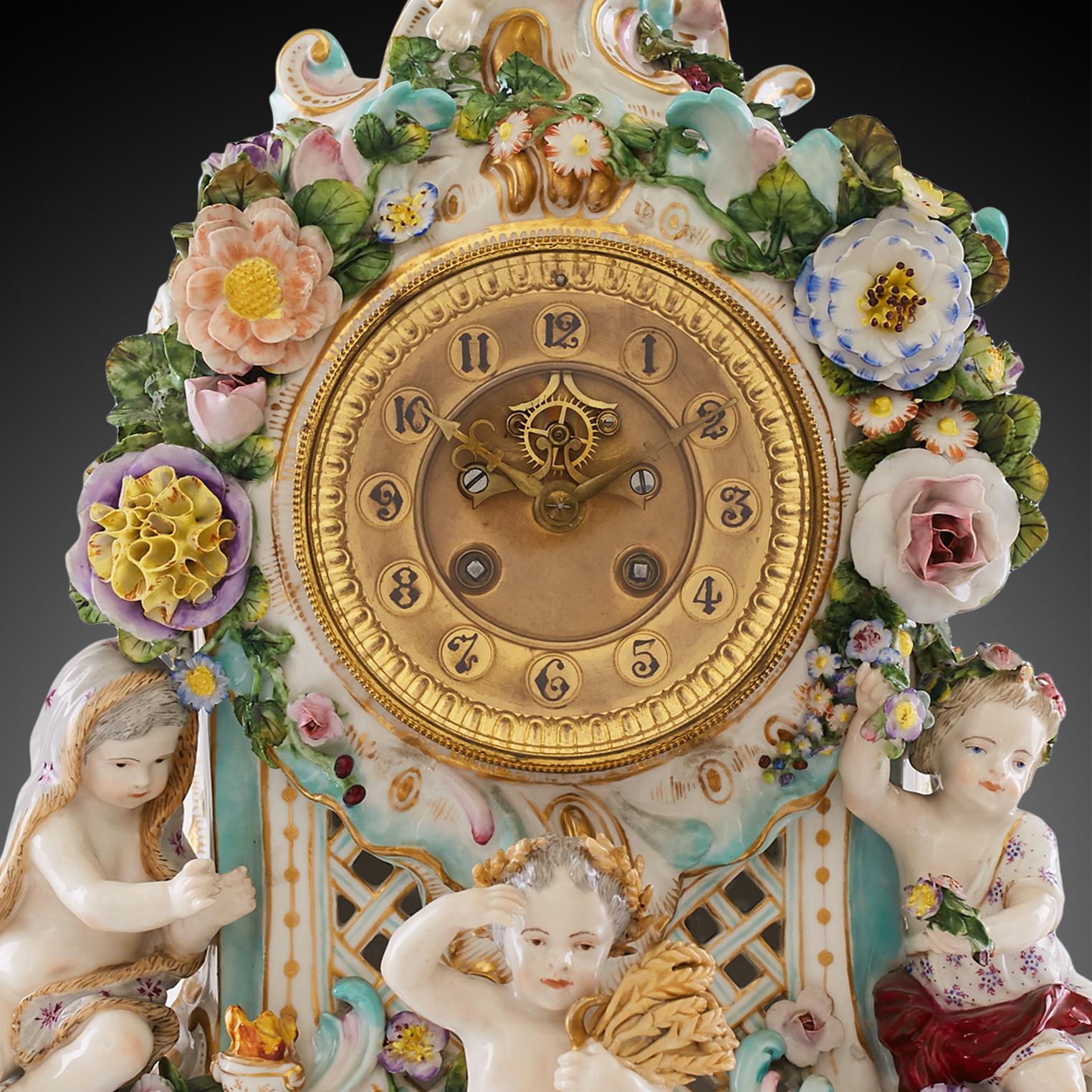 Mantel Clock 19th Century Porcelain Styl Rococo 4