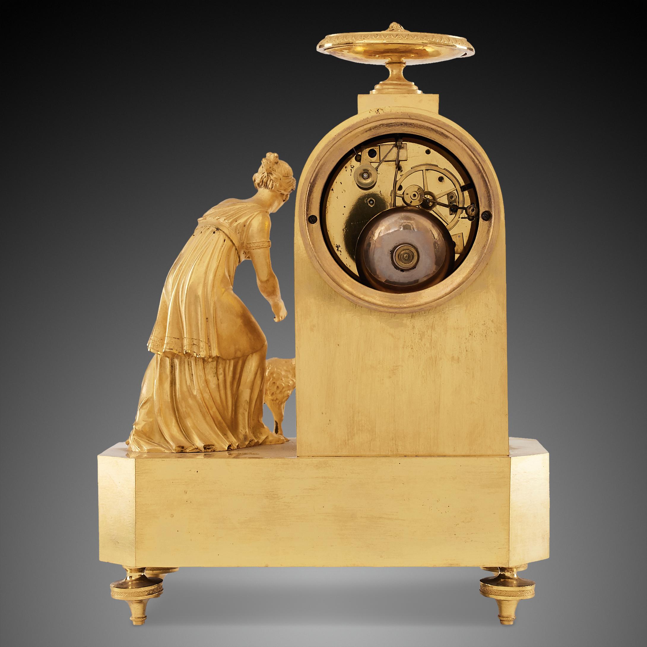 Gilt Mantel Clock 19th Century Styl Empire by Armingaud À Paris