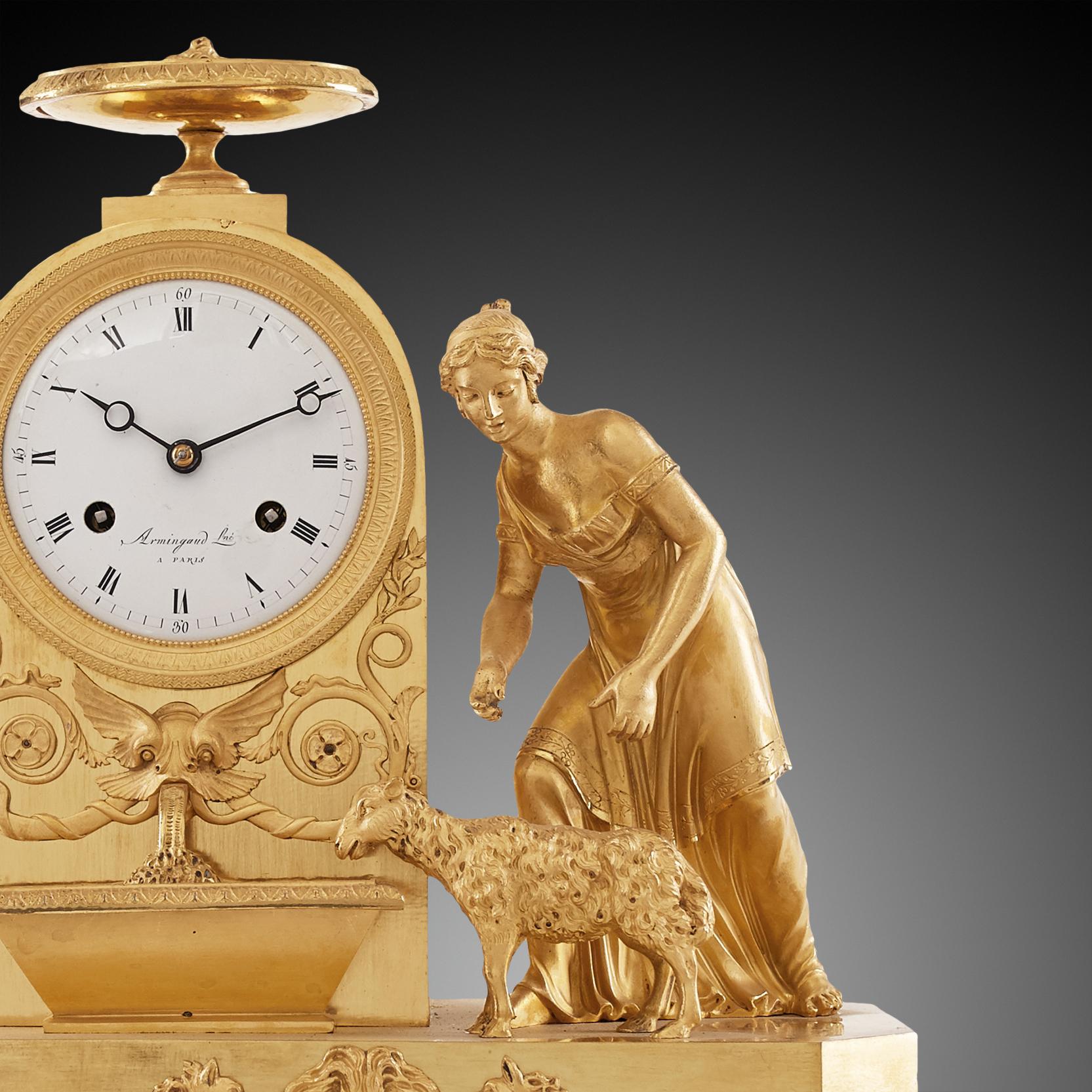 Mantel Clock 19th Century Styl Empire by Armingaud À Paris In Good Condition In Warsaw, PL