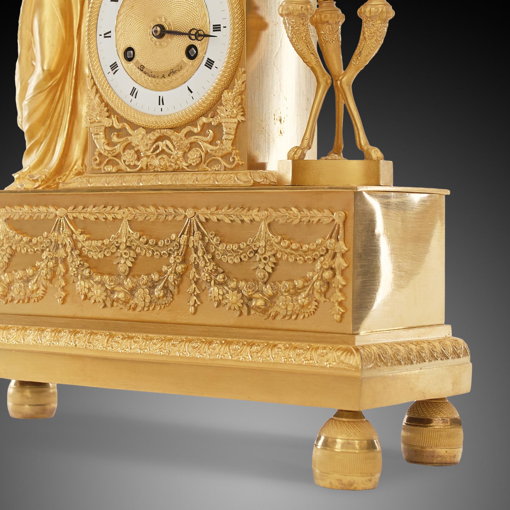 Mantel Clock 19th Century Styl Empire by Bonieris À Paris For Sale 4