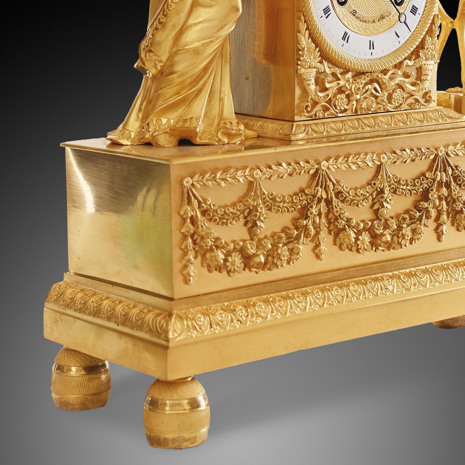 Mantel Clock 19th Century Styl Empire by Bonieris À Paris For Sale 5