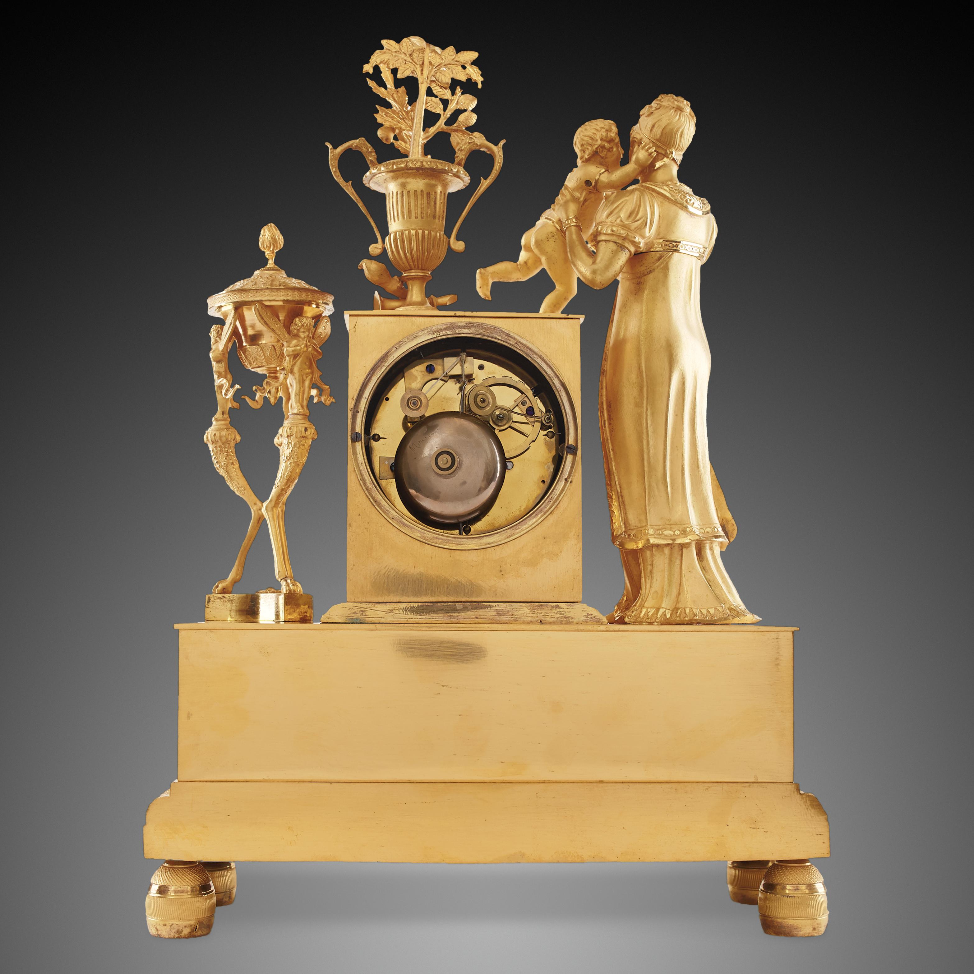 Mantel Clock 19th Century Styl Empire by Bonieris À Paris In Excellent Condition For Sale In Warsaw, PL